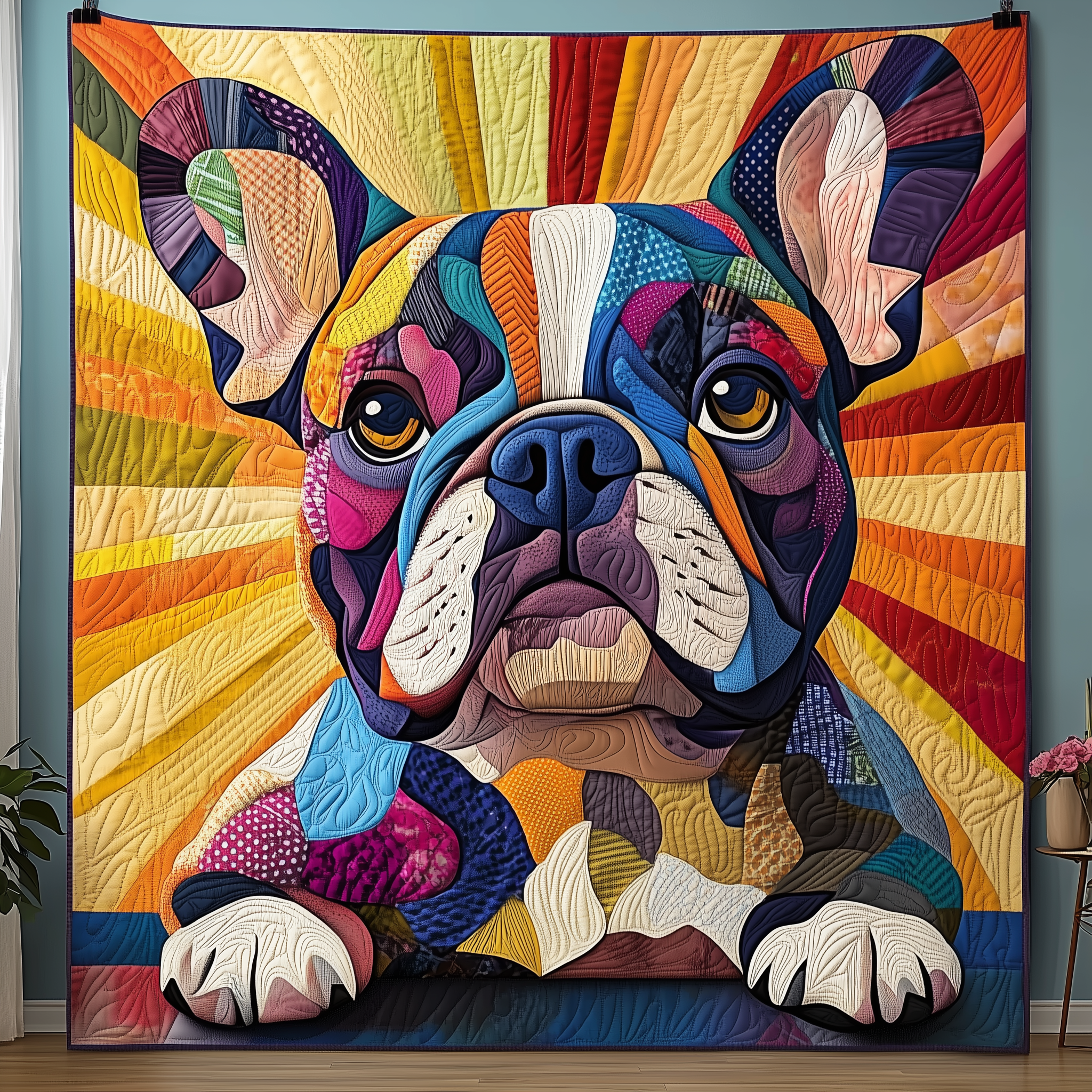 Adorable French Bulldog Happy Quilted Blanket Cute French Bulldog Gifts For Christmas