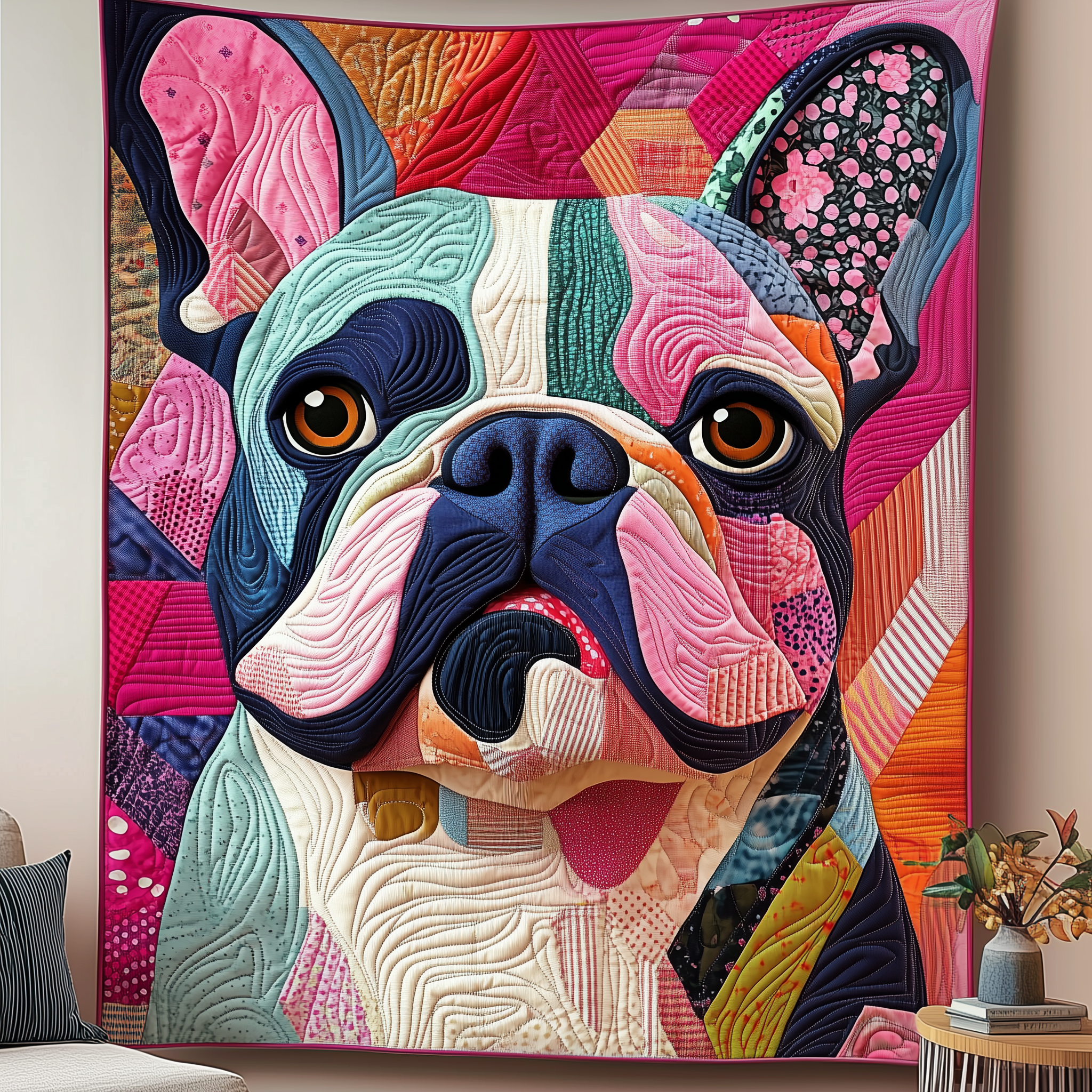 Adorable French Bulldog Pattern Quilted Blanket Cute French Bulldog Gifts For Men