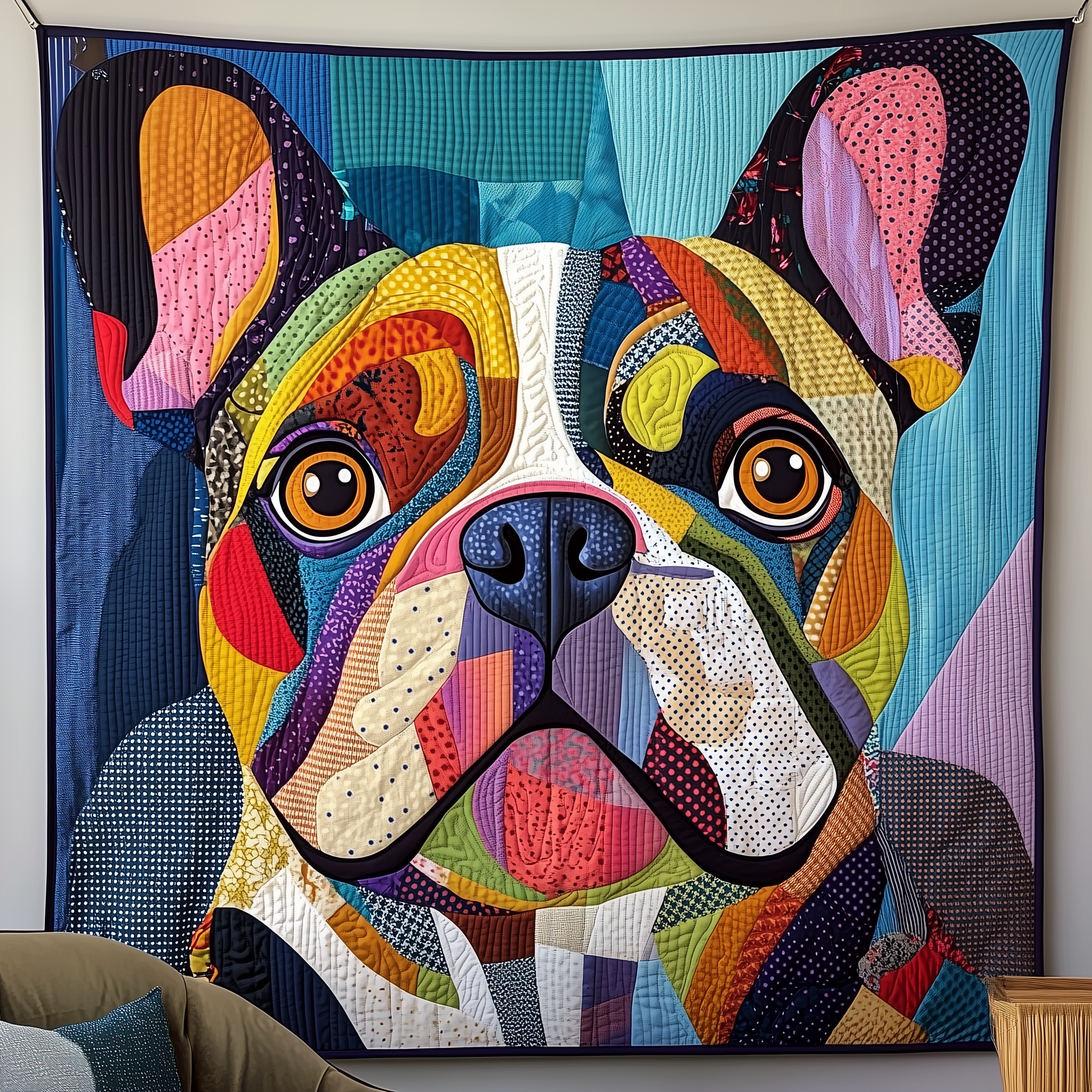 Adorable French Bulldog Playful Quilted Blanket Dog Themed Lover Cute French Bulldog Gifts
