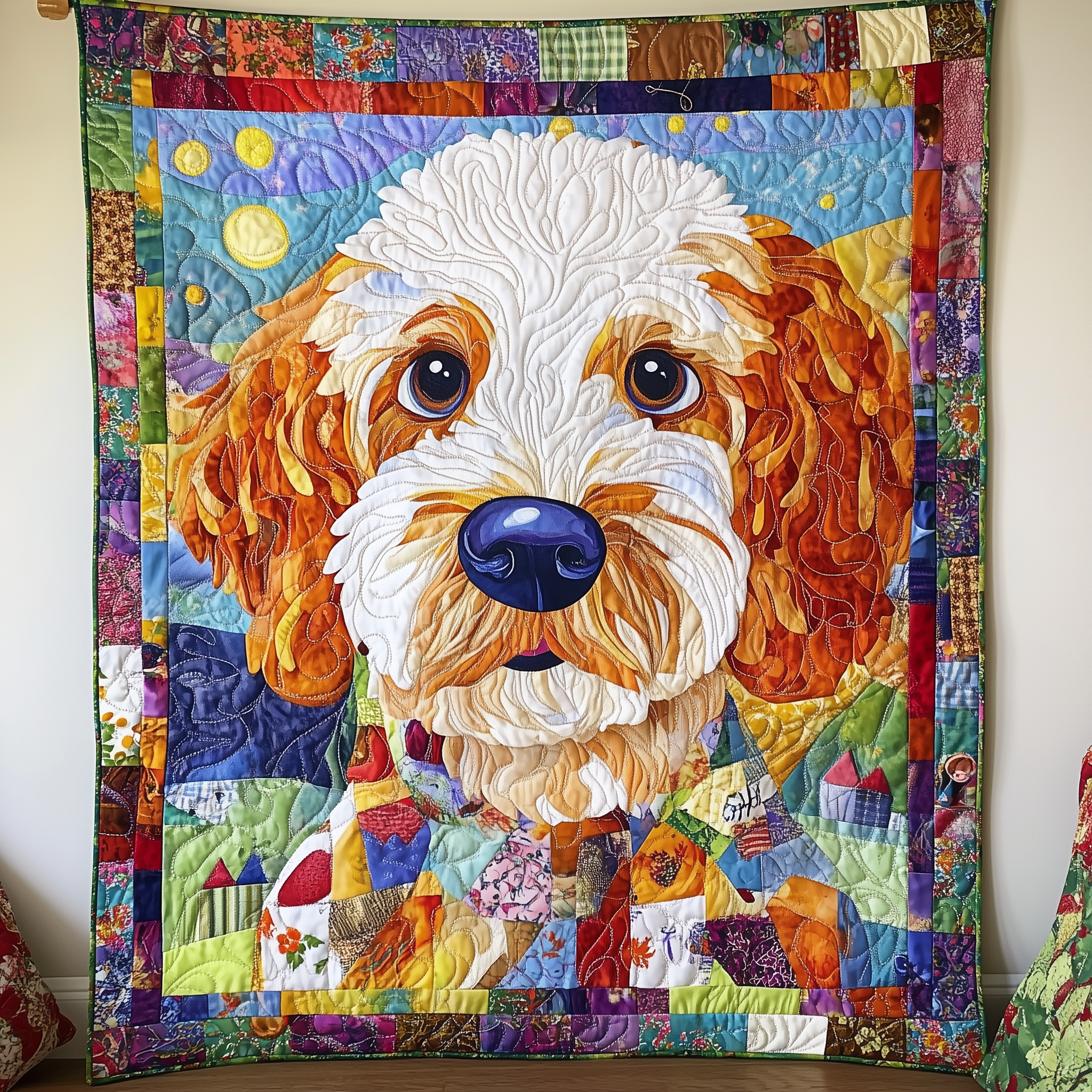 Adorable Goldendoodle Quilted Blanket Christmas Throw Blanket Dog Gift Ideas For Dog Owners