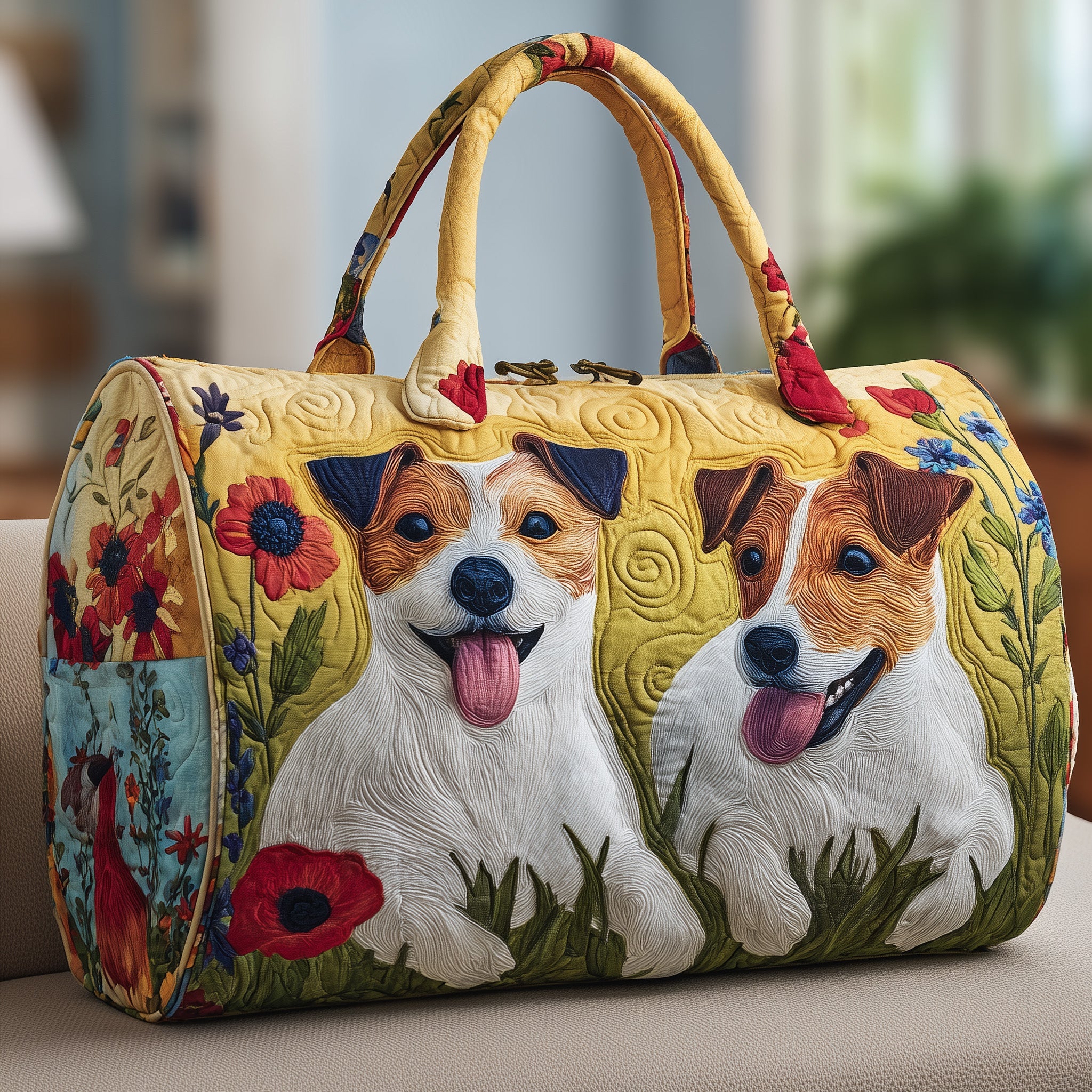 Adorable Jack Russell Quilted Duffle Bag Gift For Dad
