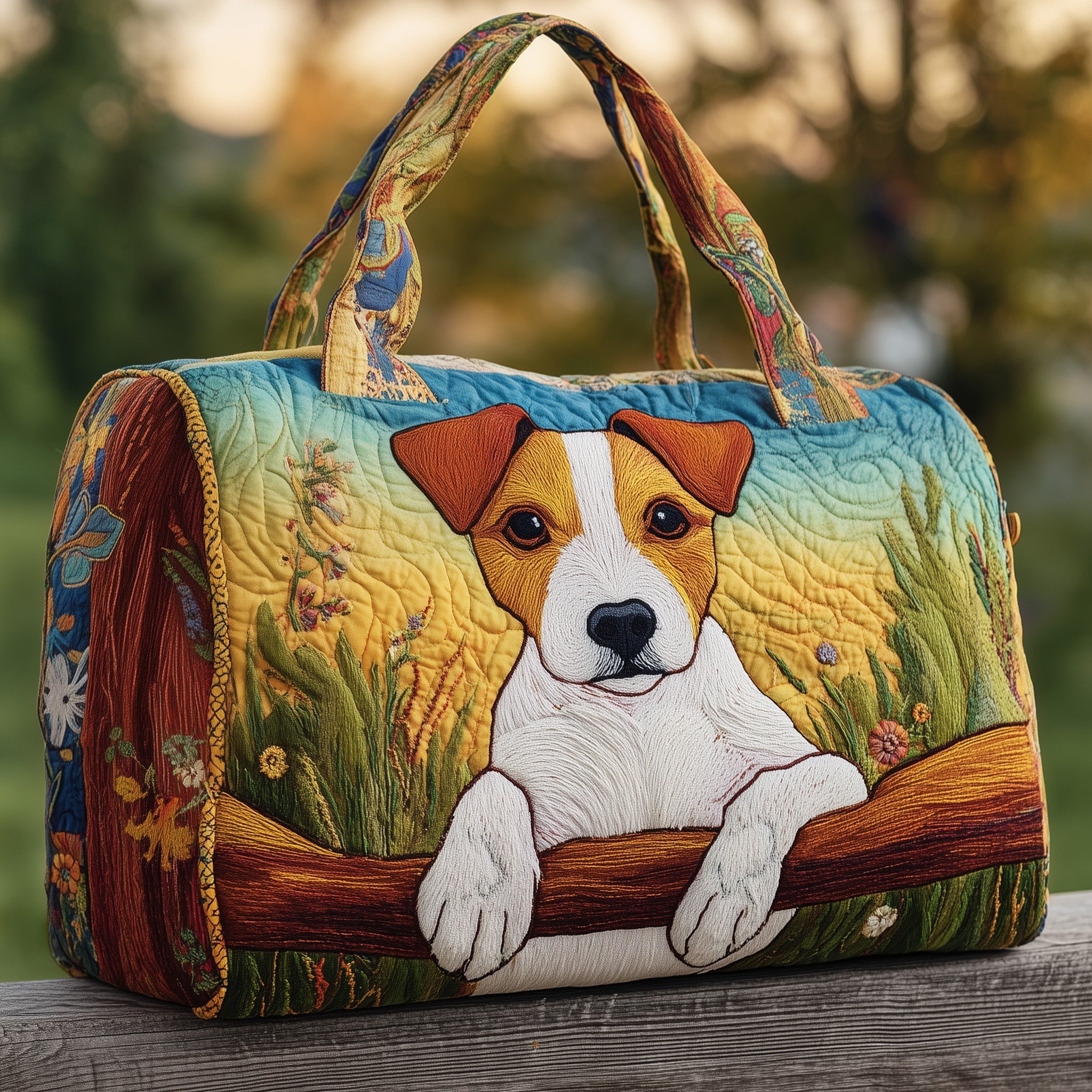 Adorable Jack Russell Quilted Duffle Bag Gift For Her