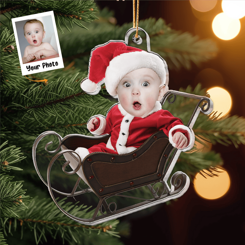 Adorable Newborn Baby  Personalized Babys Photo First Christmas Ornament Custom First Christmas Baby Photo Ornament 2024