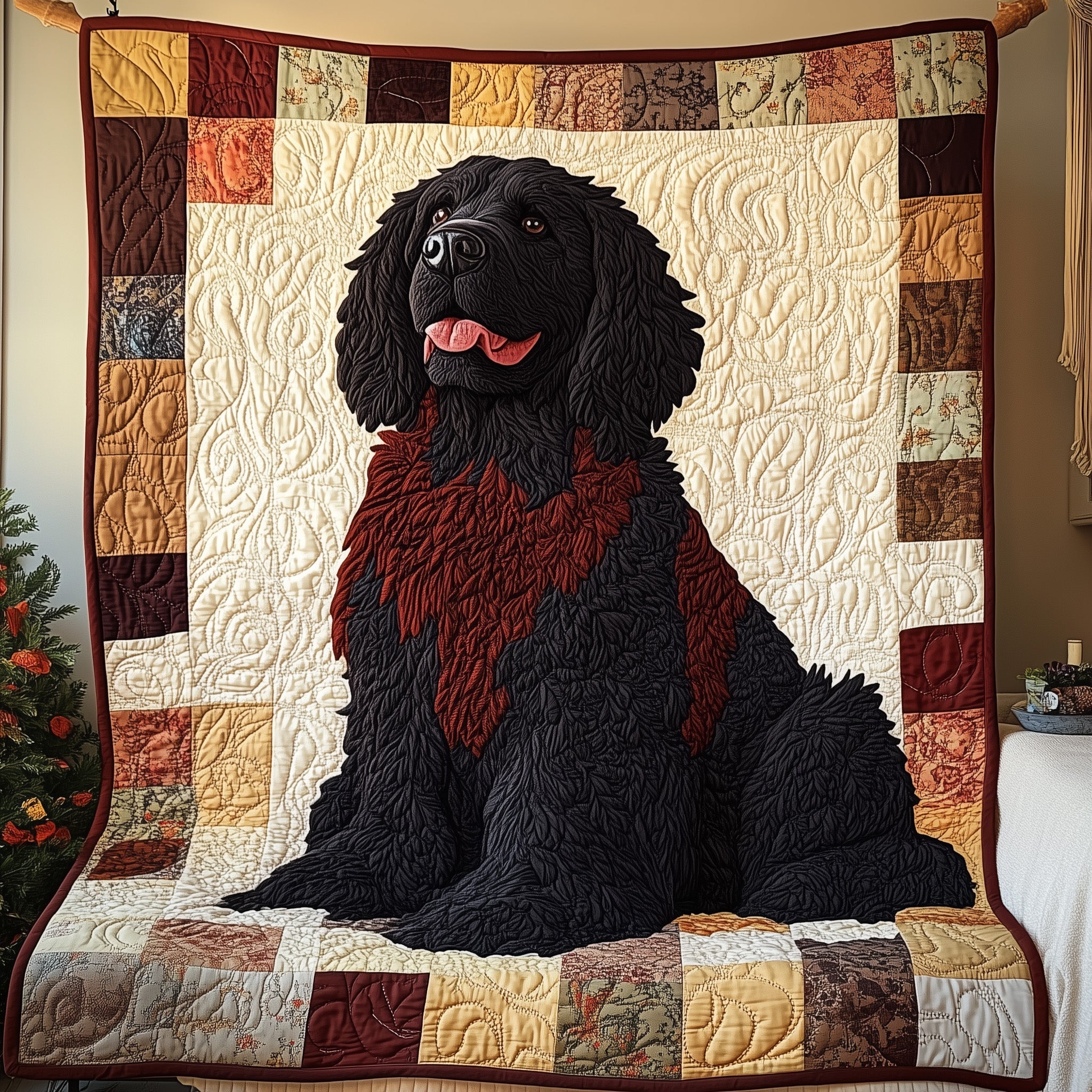 Adorable Newfoundland Dog Quilted Blanket Sofa Throw BlanketGifts For Dog Owners Xmas