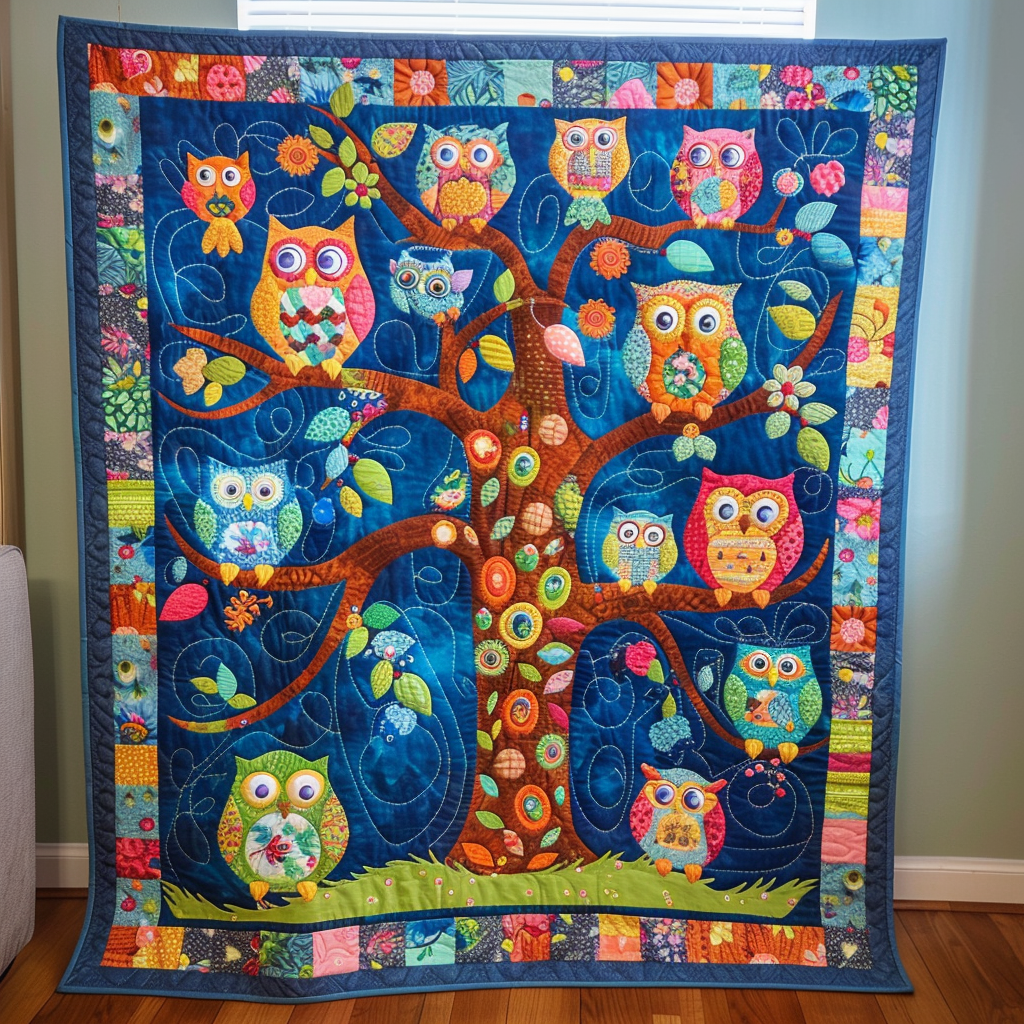 Adorable Owls Quilted Blanket Gift For Owl Lover