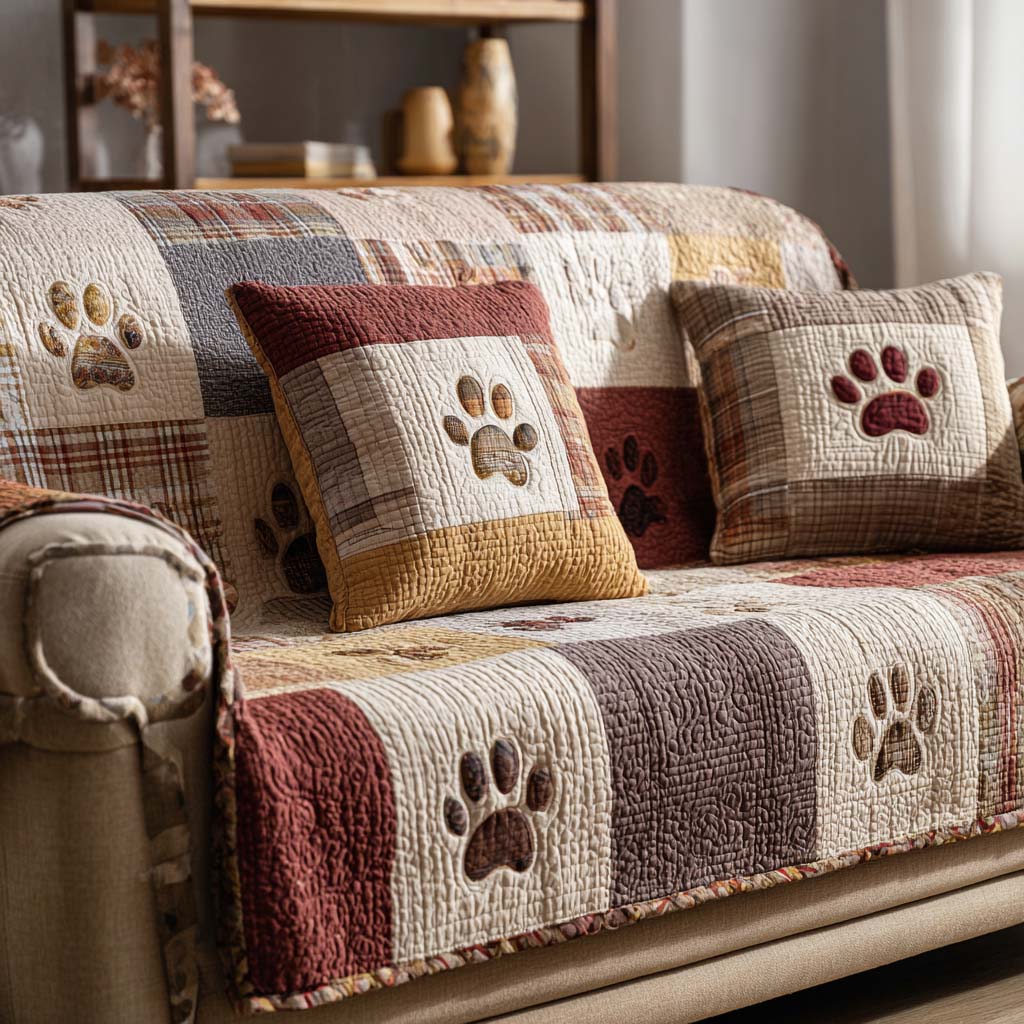 Adorable Paw Quilted Sofa Cover Sofa And Loveseat Covers Cute Couple Gifts
