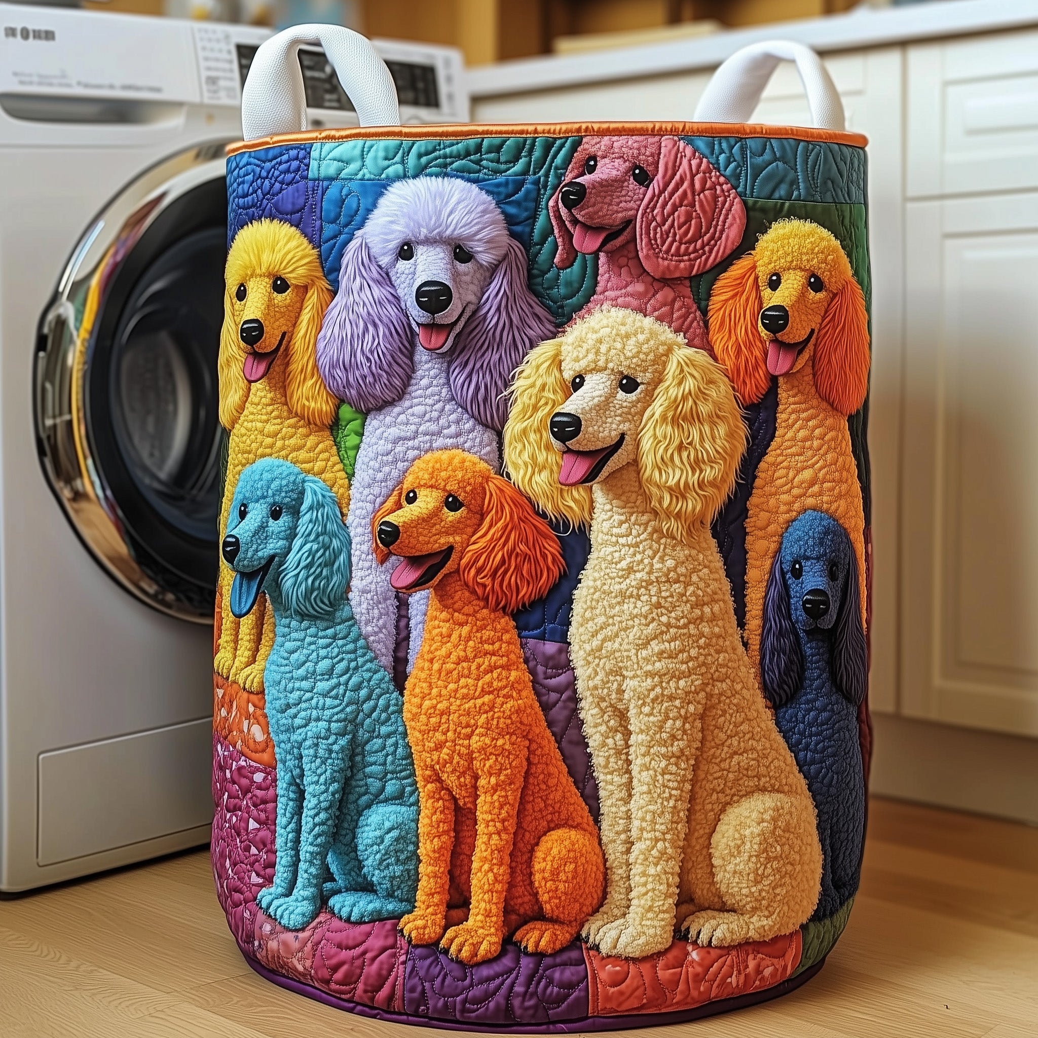 Adorable Poodle Charm Quilted Laundry Basket Best Gifts For Poodle Enthusiasts