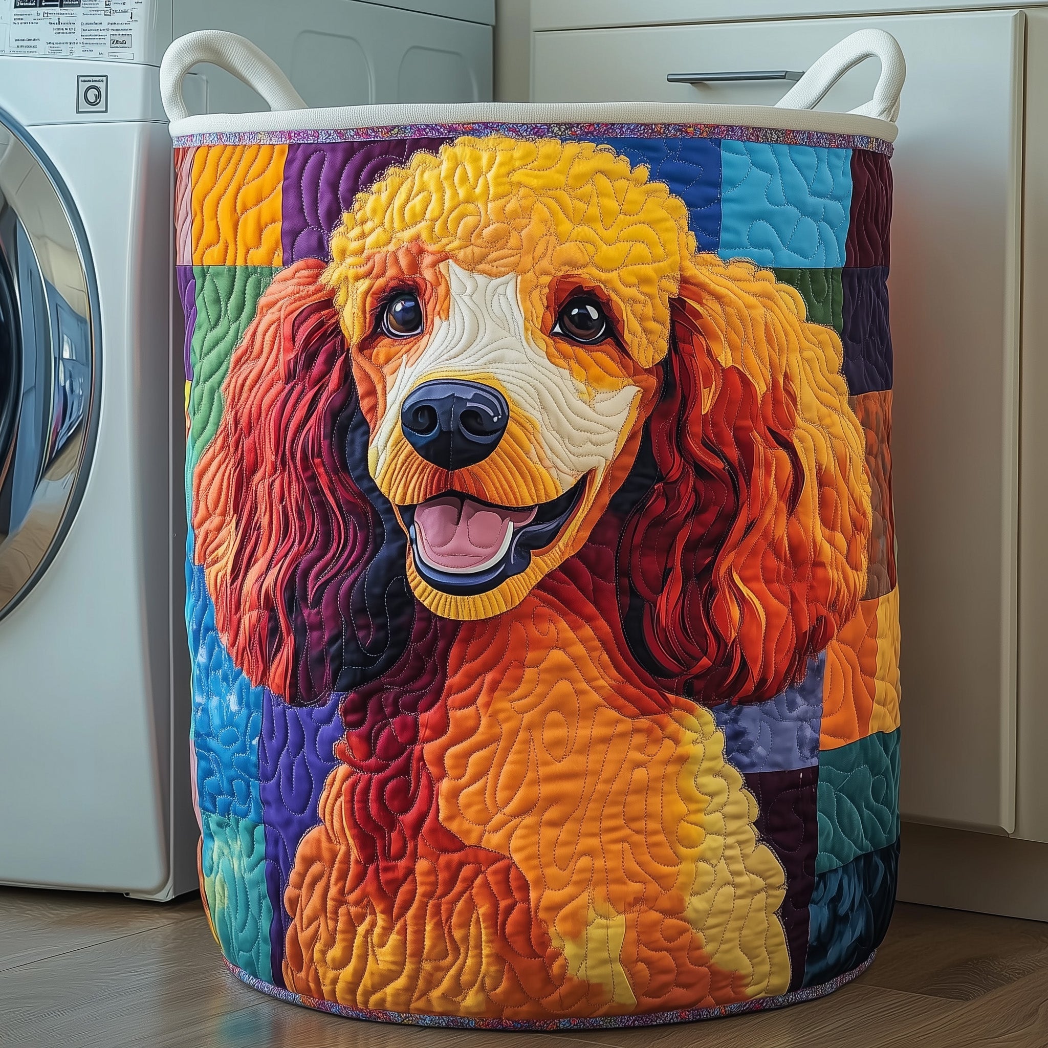 Adorable Poodle Charm Quilted Laundry Basket Best Gifts For Poodle Fans