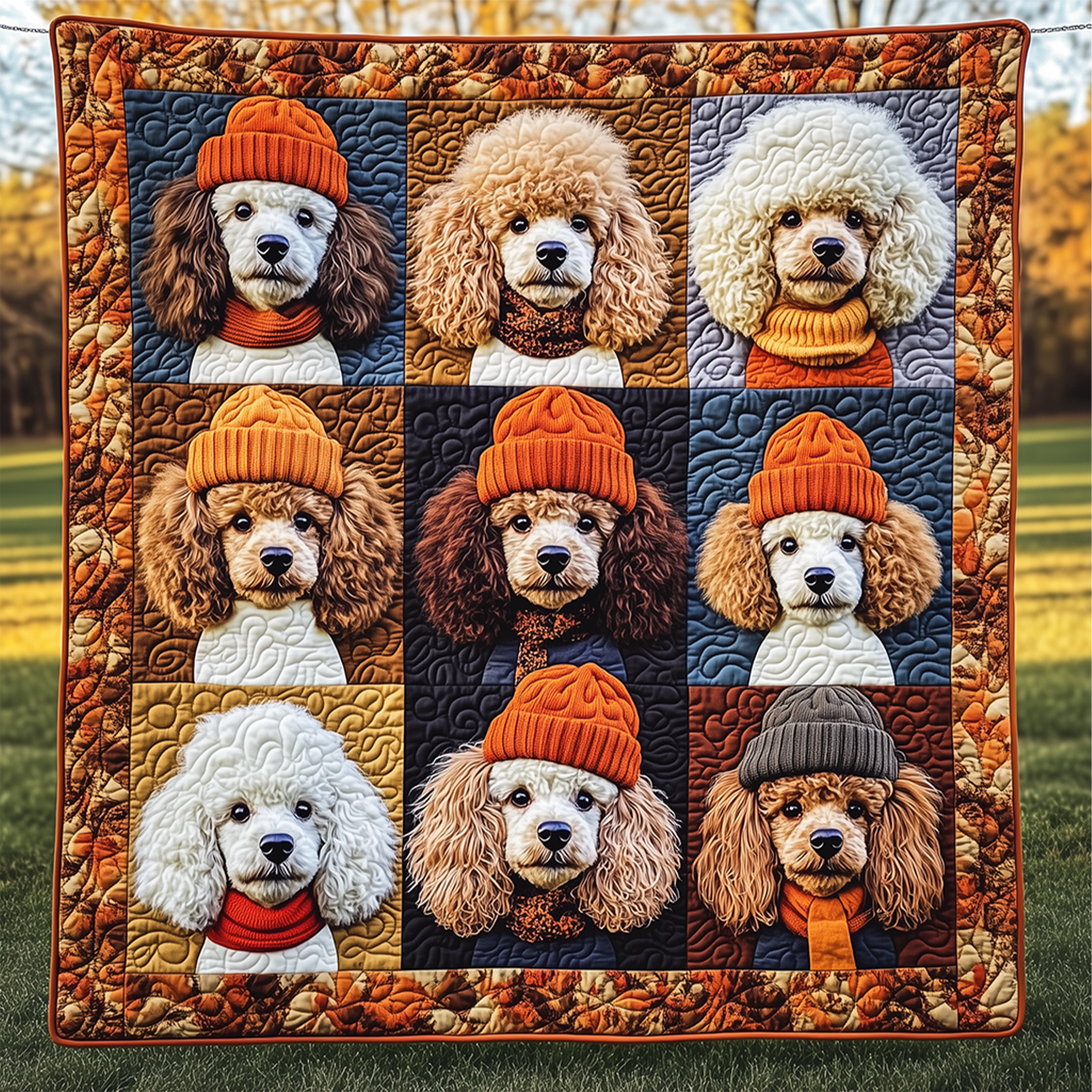 Adorable Poodle Dog Curly Coat Quilted Blanket Christmas Presents For Poodle Lovers