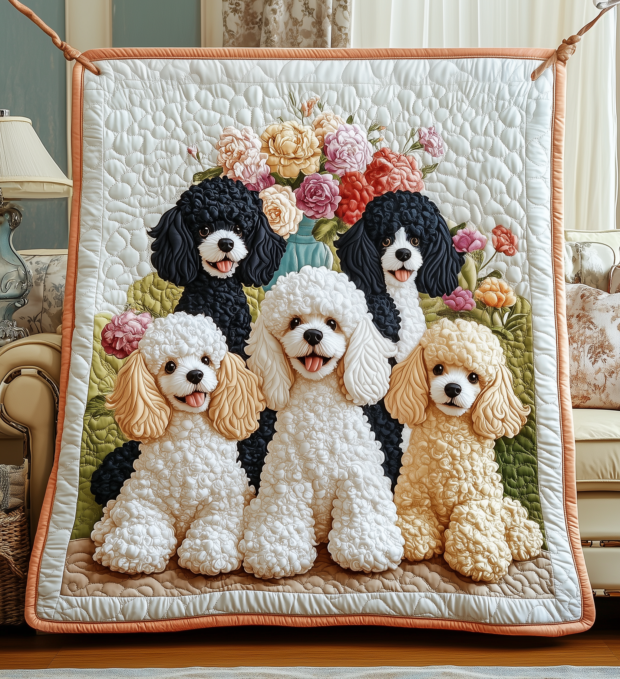 Adorable Poodle Dog Happy Design Quilted Blanket Cute Puppy Xmas Presents For Poodle Lovers
