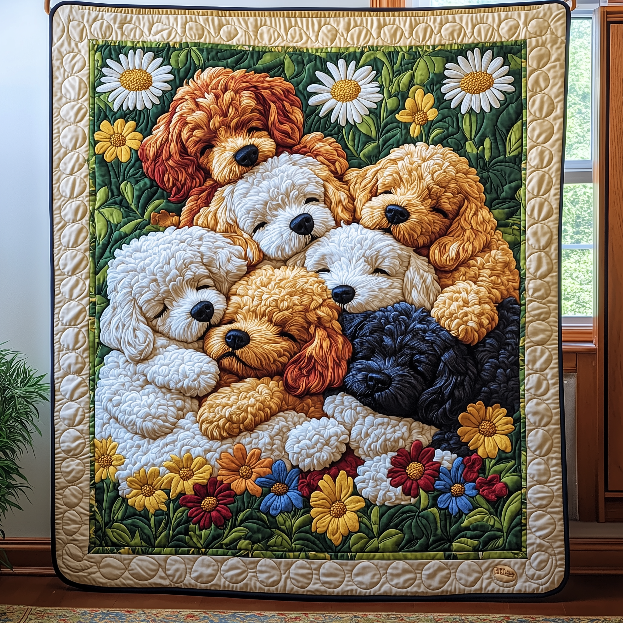 Adorable Poodle Dog Mini Quilted Blanket Poodle Mom Gifts For Christmas