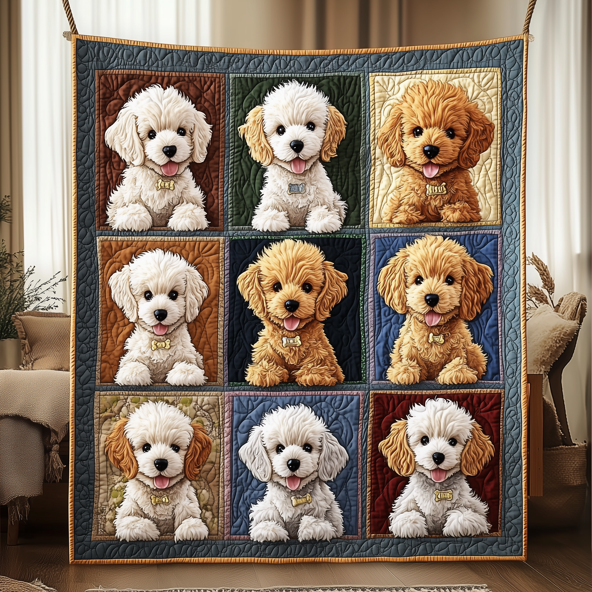 Adorable Poodle Dog Stylish Design Quilted Blanket Cute Presents For Poodle Lovers