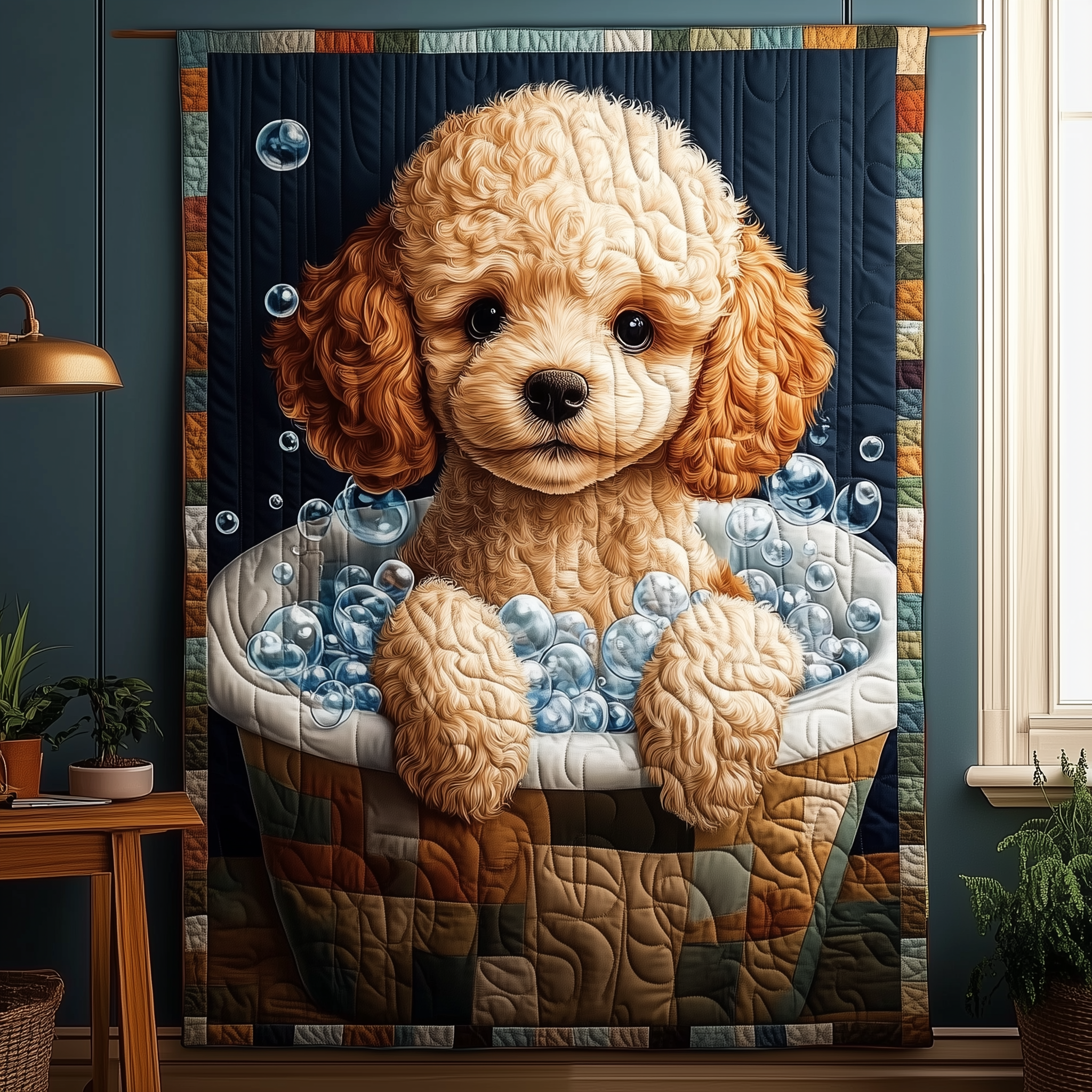 Adorable Poodle Dog Toy Size Quilted Blanket Xmas Presents For Poodle Lovers