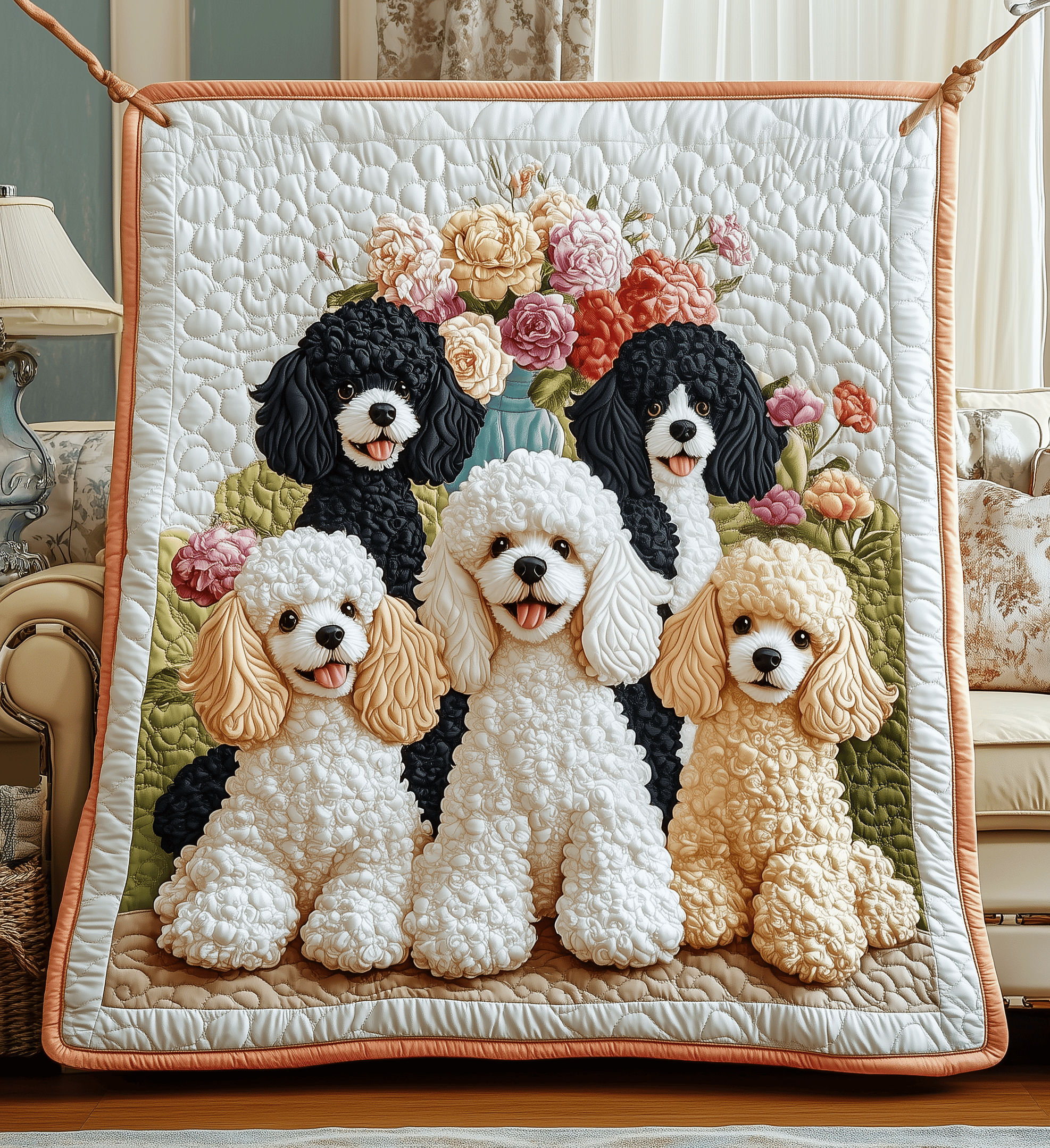 Adorable Poodle Quilted Blanket Christmas Quilted Blanket Christmas Gifts For Parents