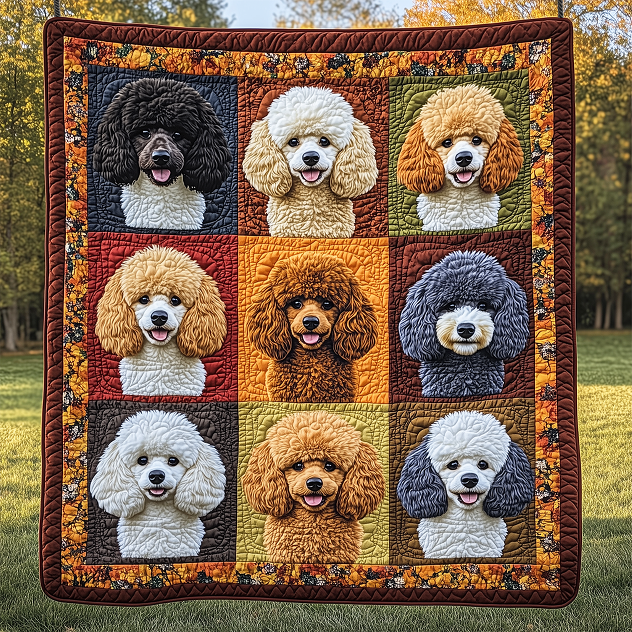 Adorable Poodle Quilted Blanket Christmas Quilted Blanket Christmas Poodle Themed Gifts