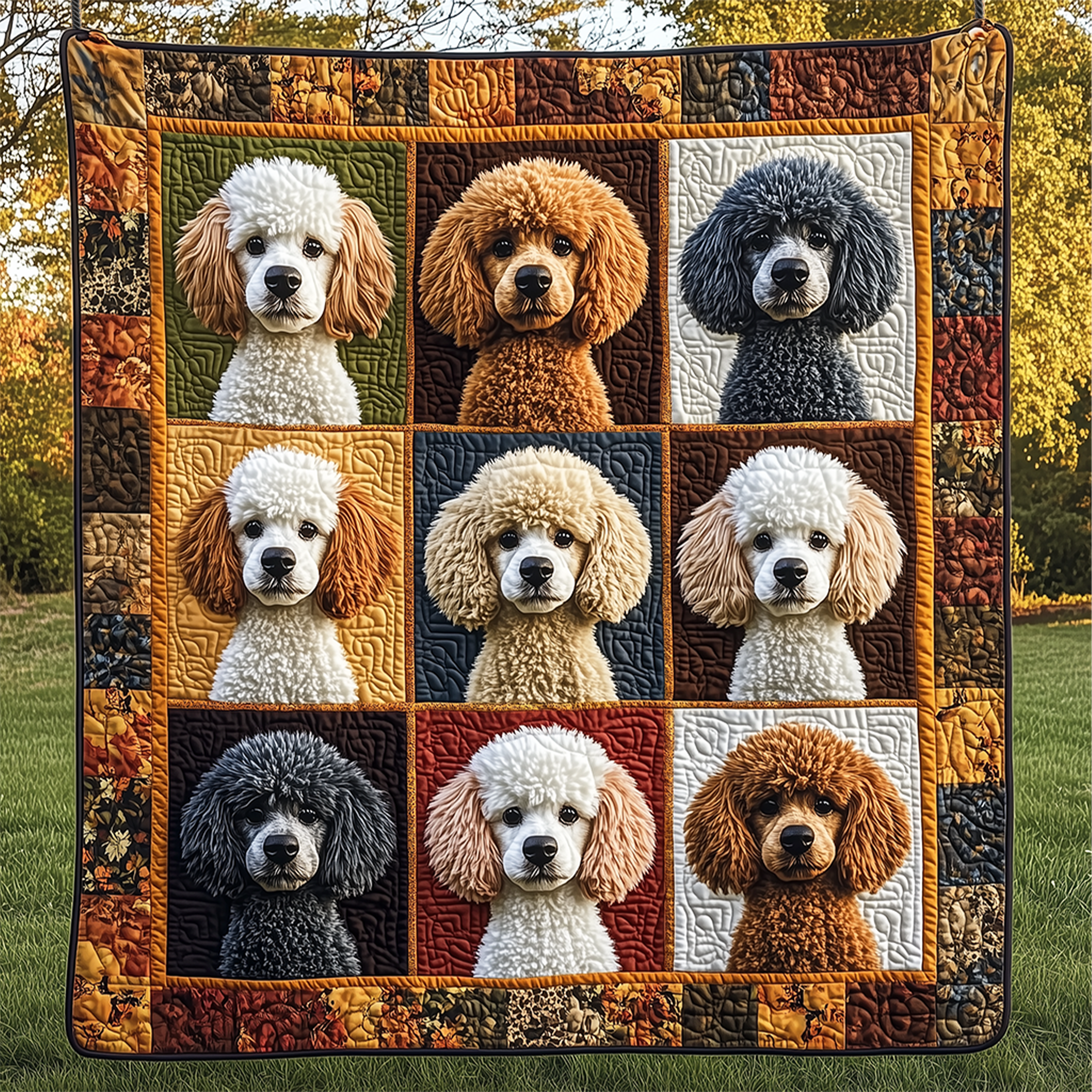 Adorable Poodle Quilted Blanket Christmas Quilted Blanket Cute Christmas Gifts For Poodle Lovers