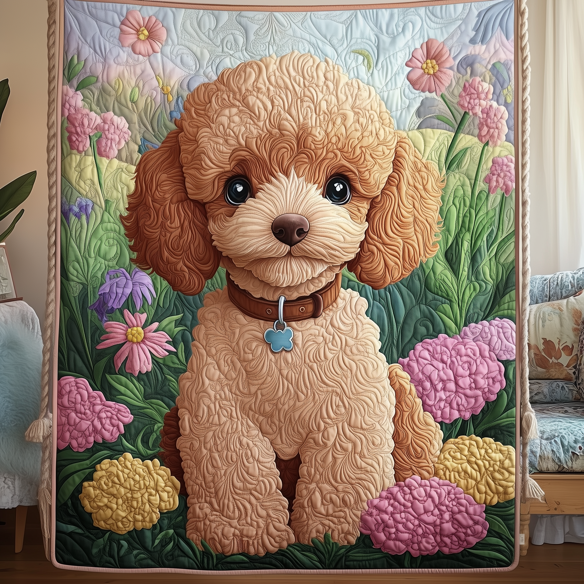 Adorable Poodle Quilted Blanket Christmas Throw Blanket Christmas Presents For Mom