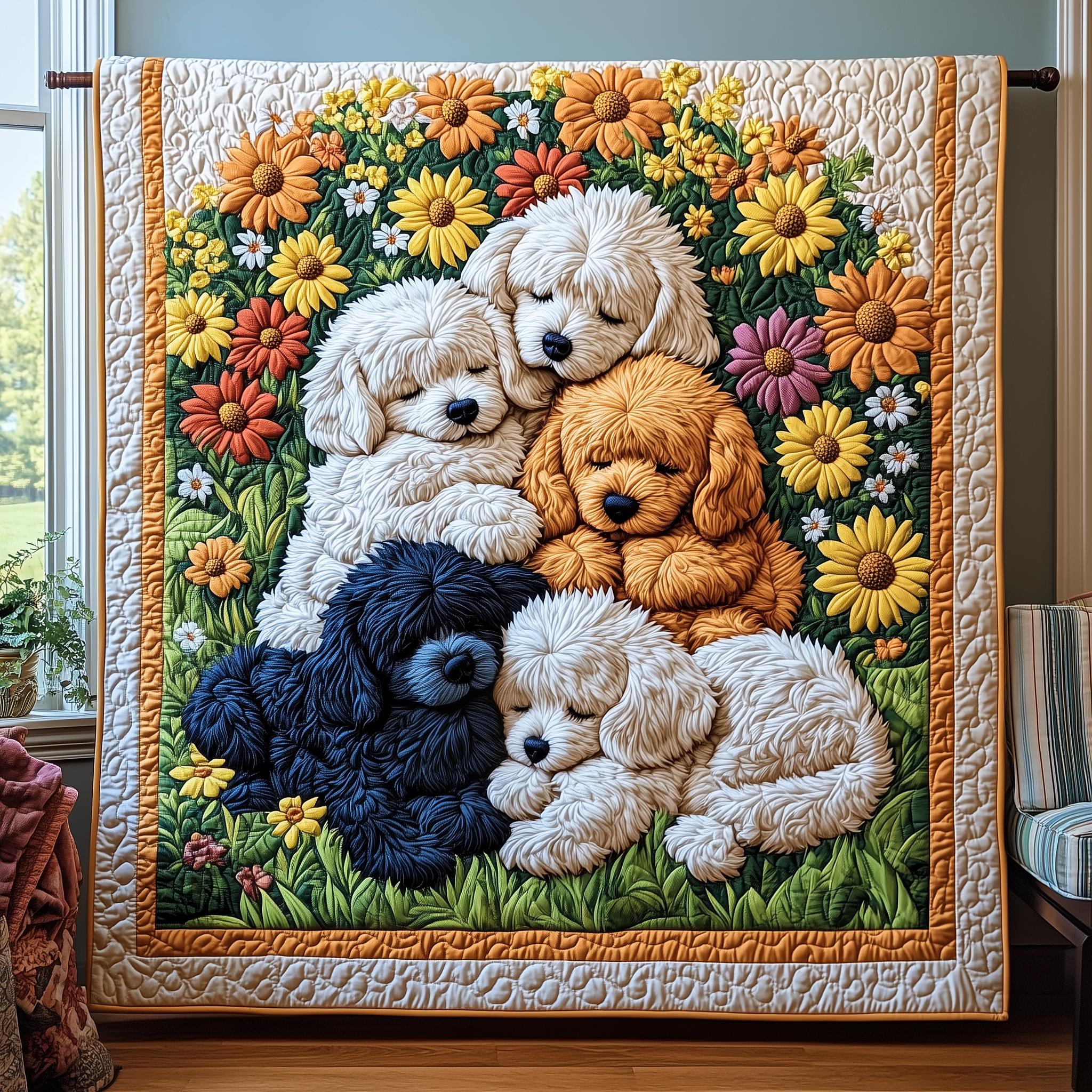 Adorable Poodle Quilted Blanket Queen Size Blanket Gifts For Poodle Lovers