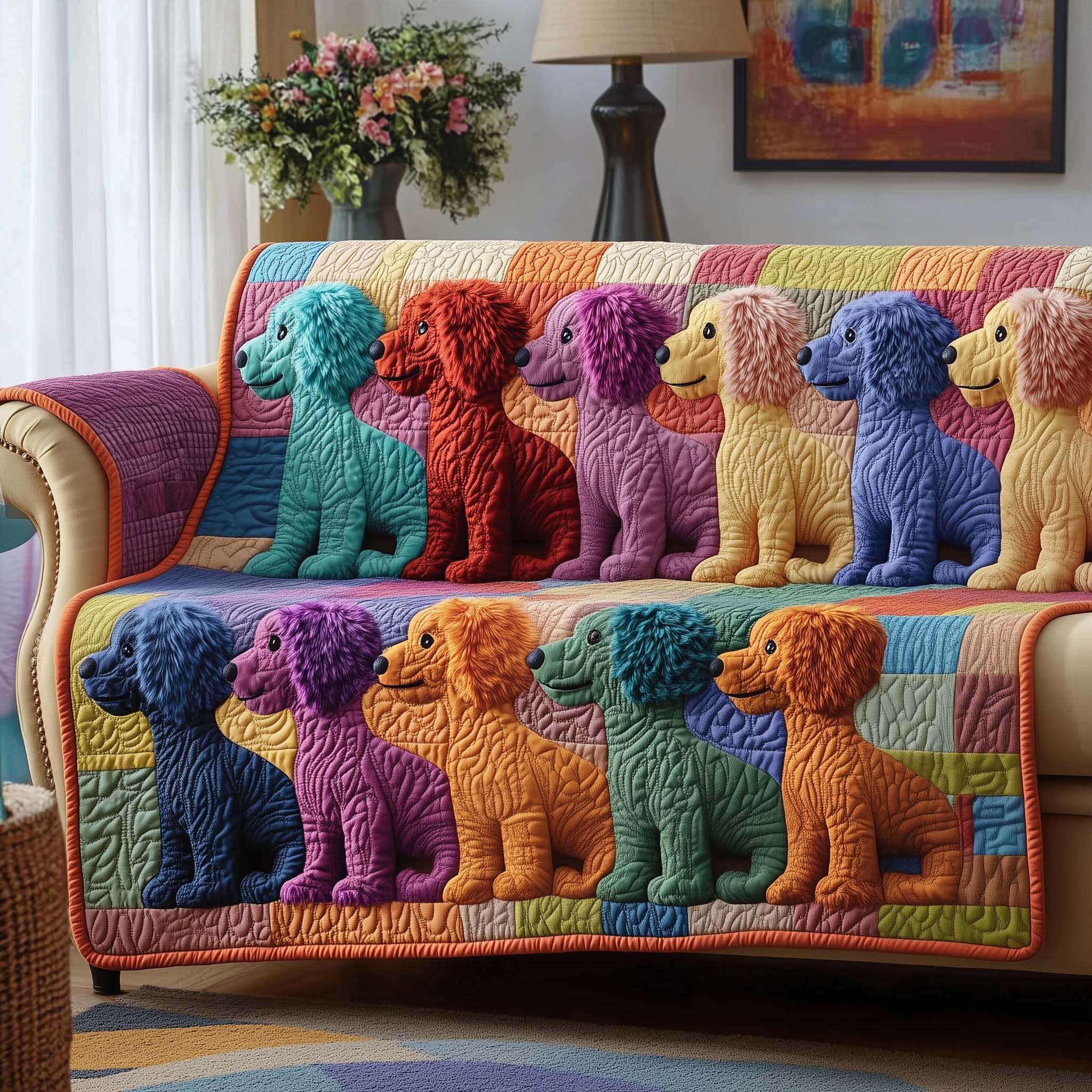 Adorable Poodle Quilted Sofa Cover Adorable Puppy Sofa Guard Poodle Related Gifts