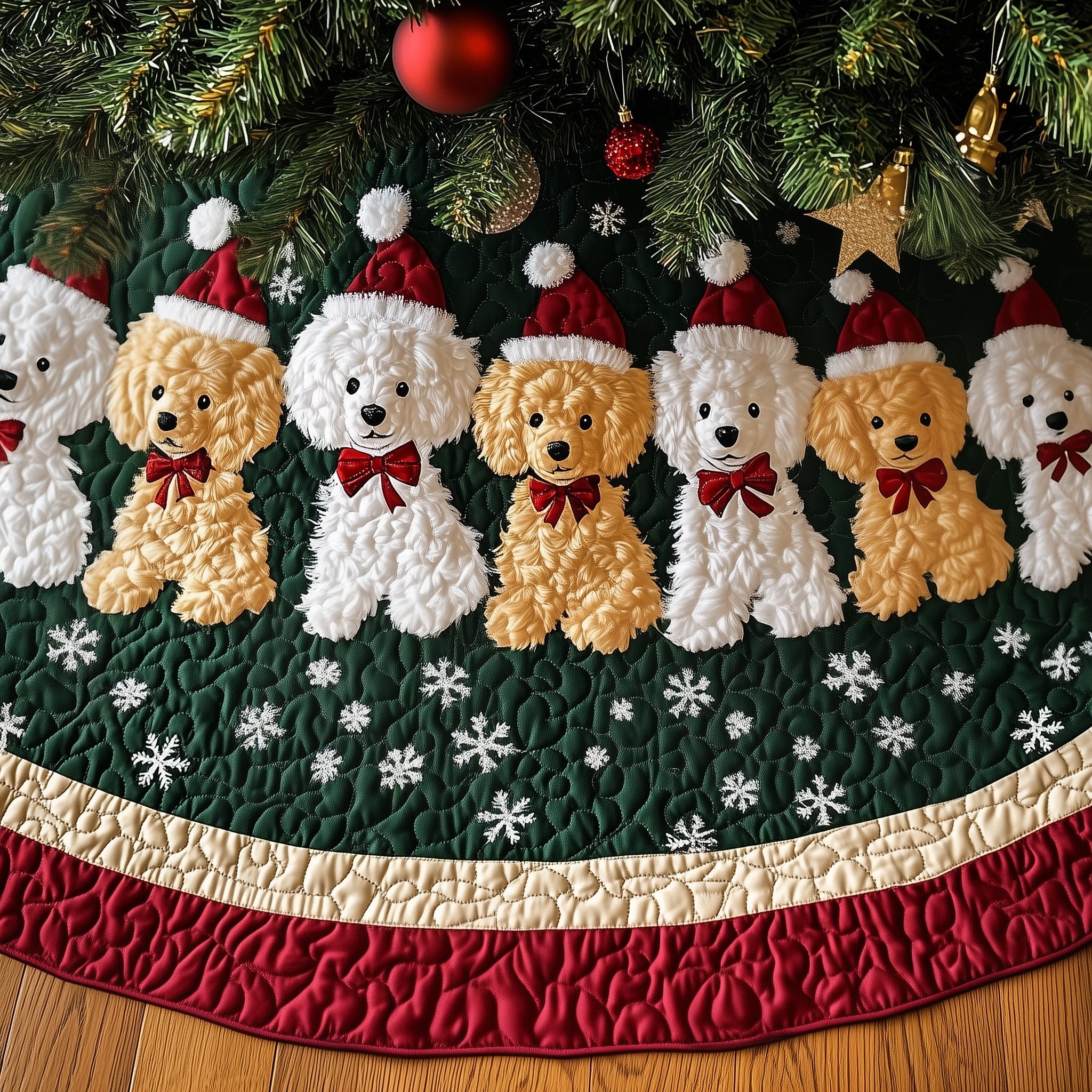 Adorable Poodle Quilted Tree Skirt Adds Warmth And Character To Your Holiday Setup
