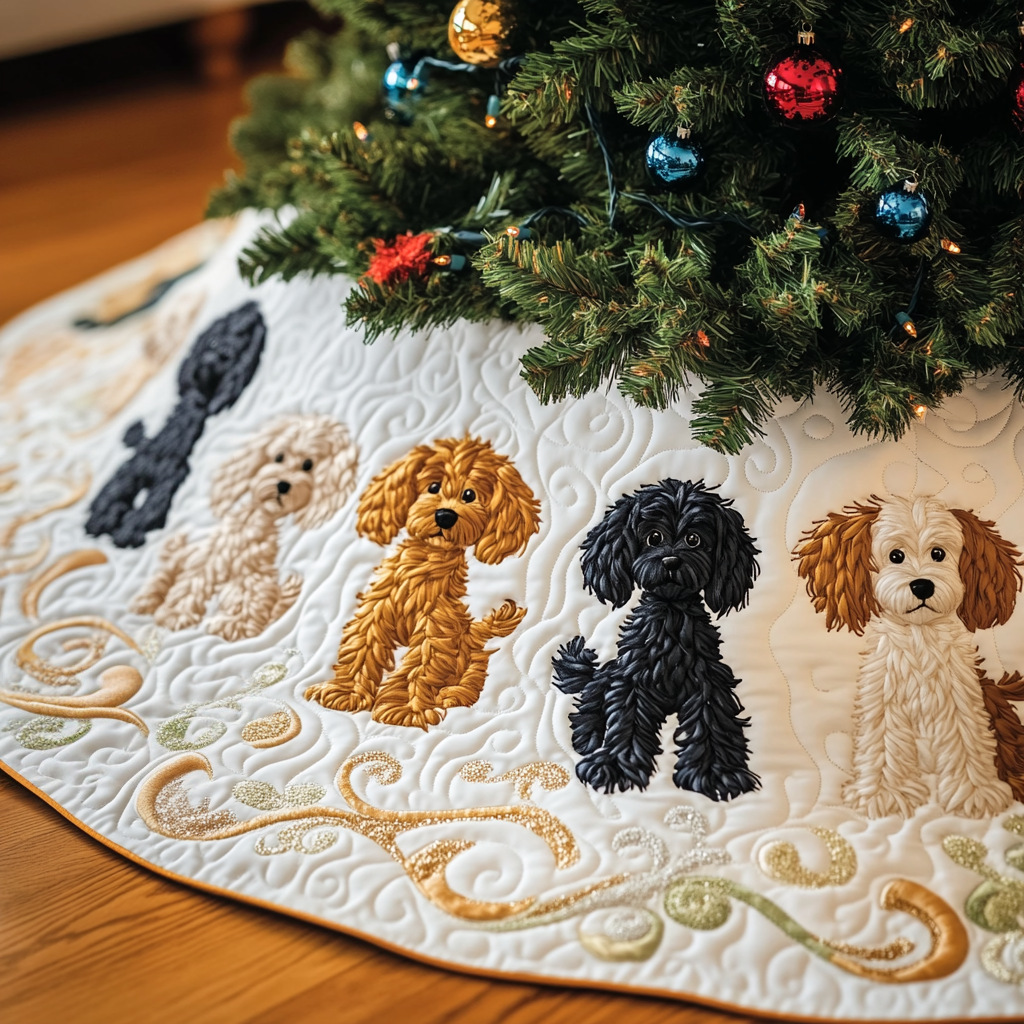 Adorable Poodle Quilted Tree Skirt Celebrate The Season With Style And Comfort