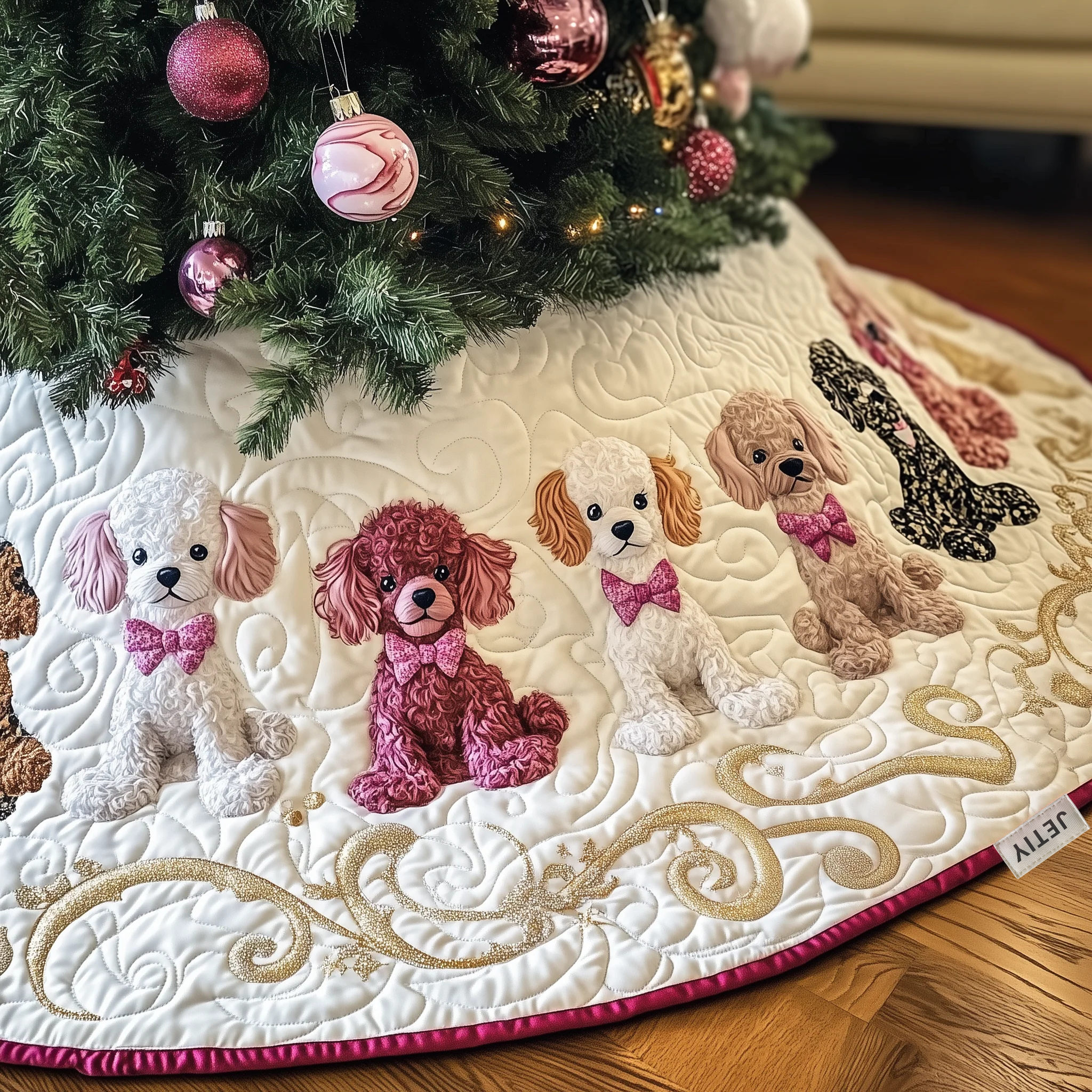 Adorable Poodle Quilted Tree Skirt Christmas Tree Decorations Xmas Presents For Daughter