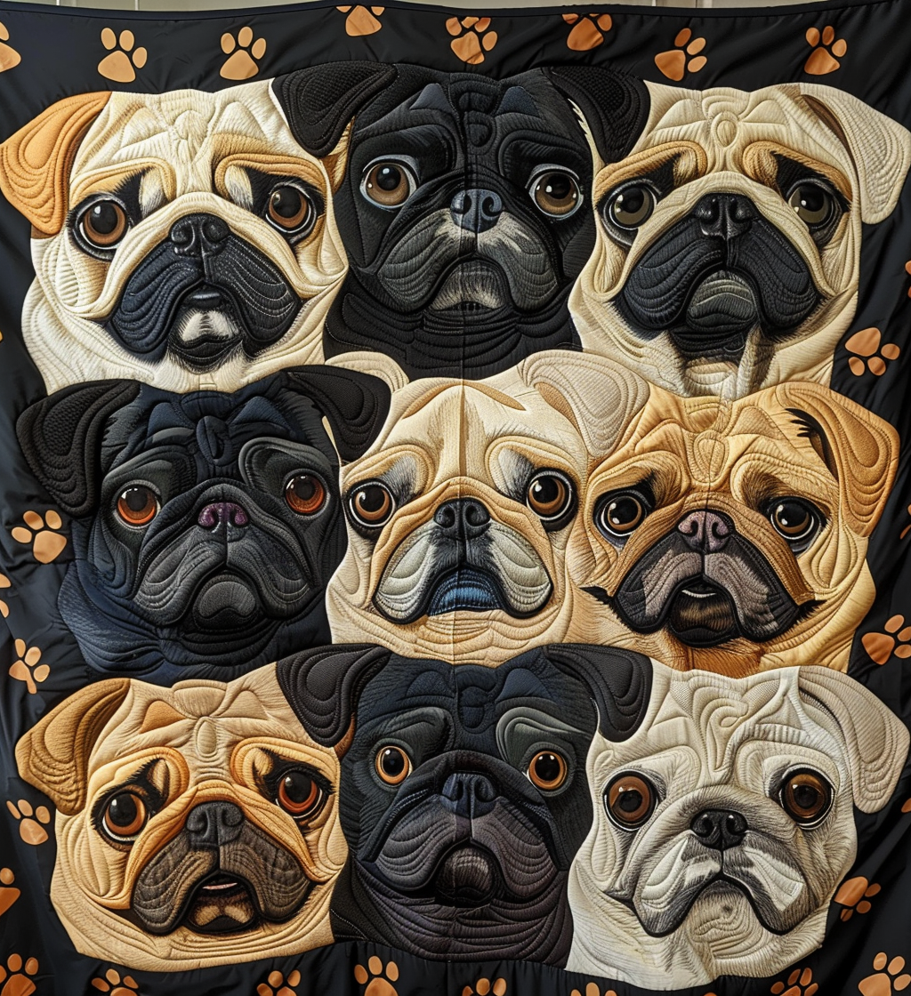 Adorable Pug Gallery Quilted Blanket Presents For Pug Lovers