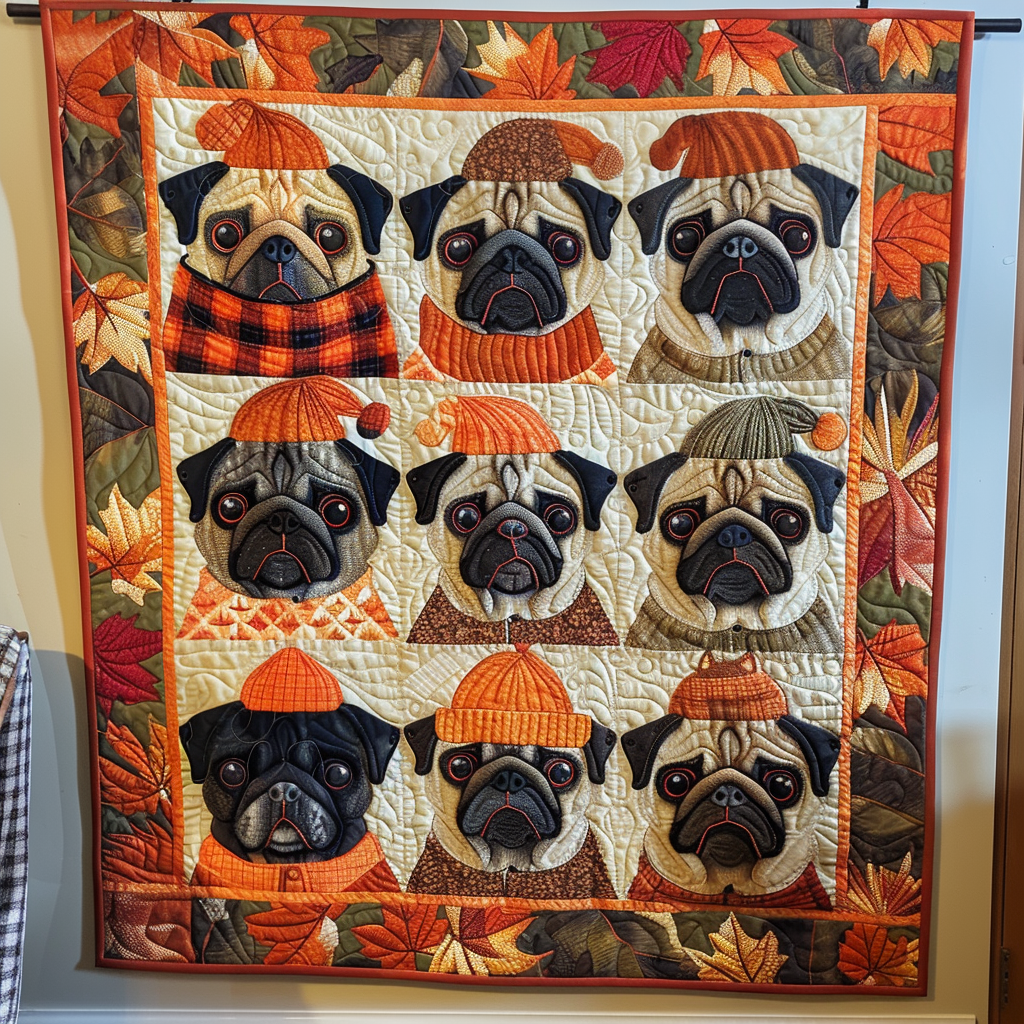 Adorable Pugs Quilted Blanket Best Christmas Gifts For Dog Lovers