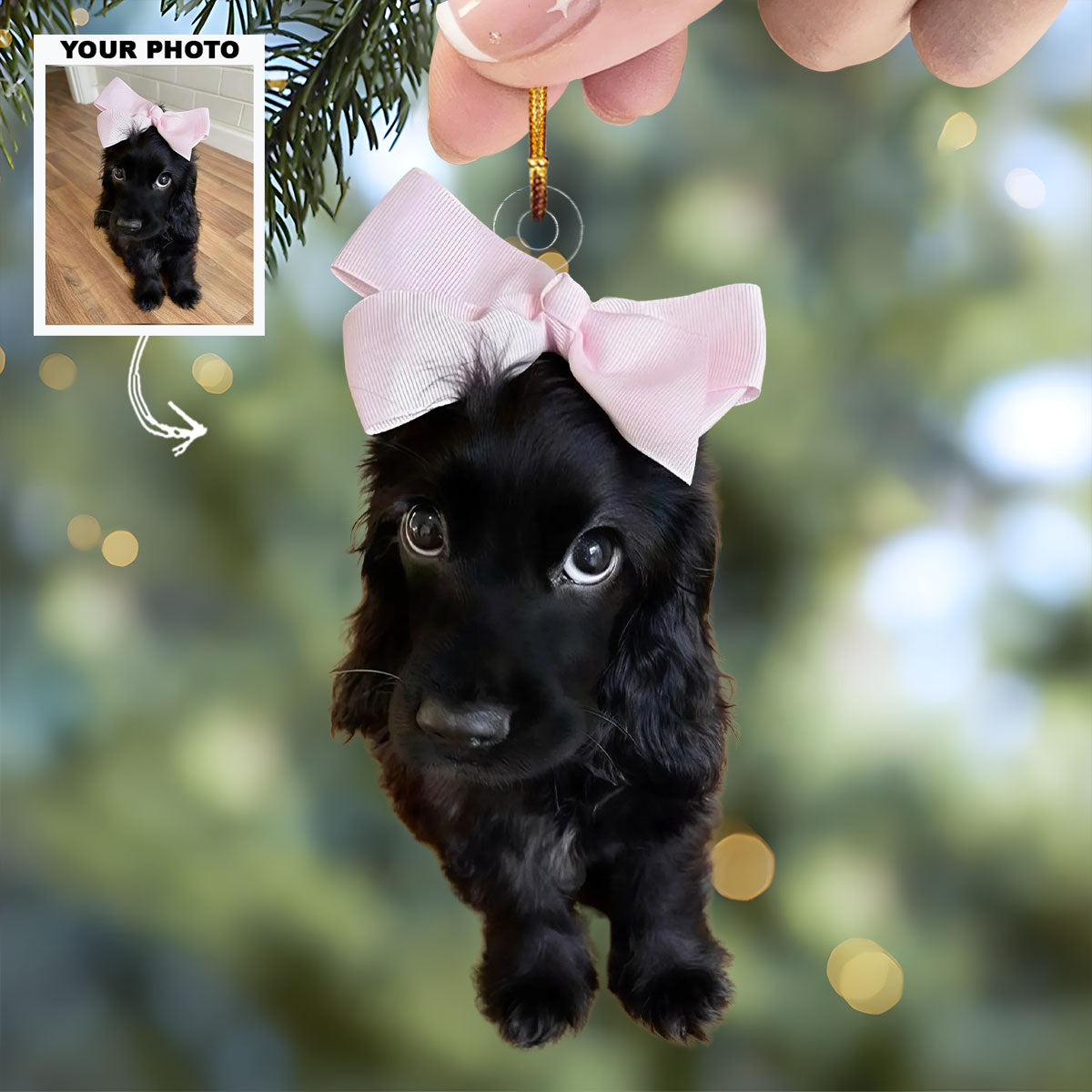 Adorable Puppy Personalized Photo Mica Ornament Christmas Gift For Dog Lovers Dog Owner