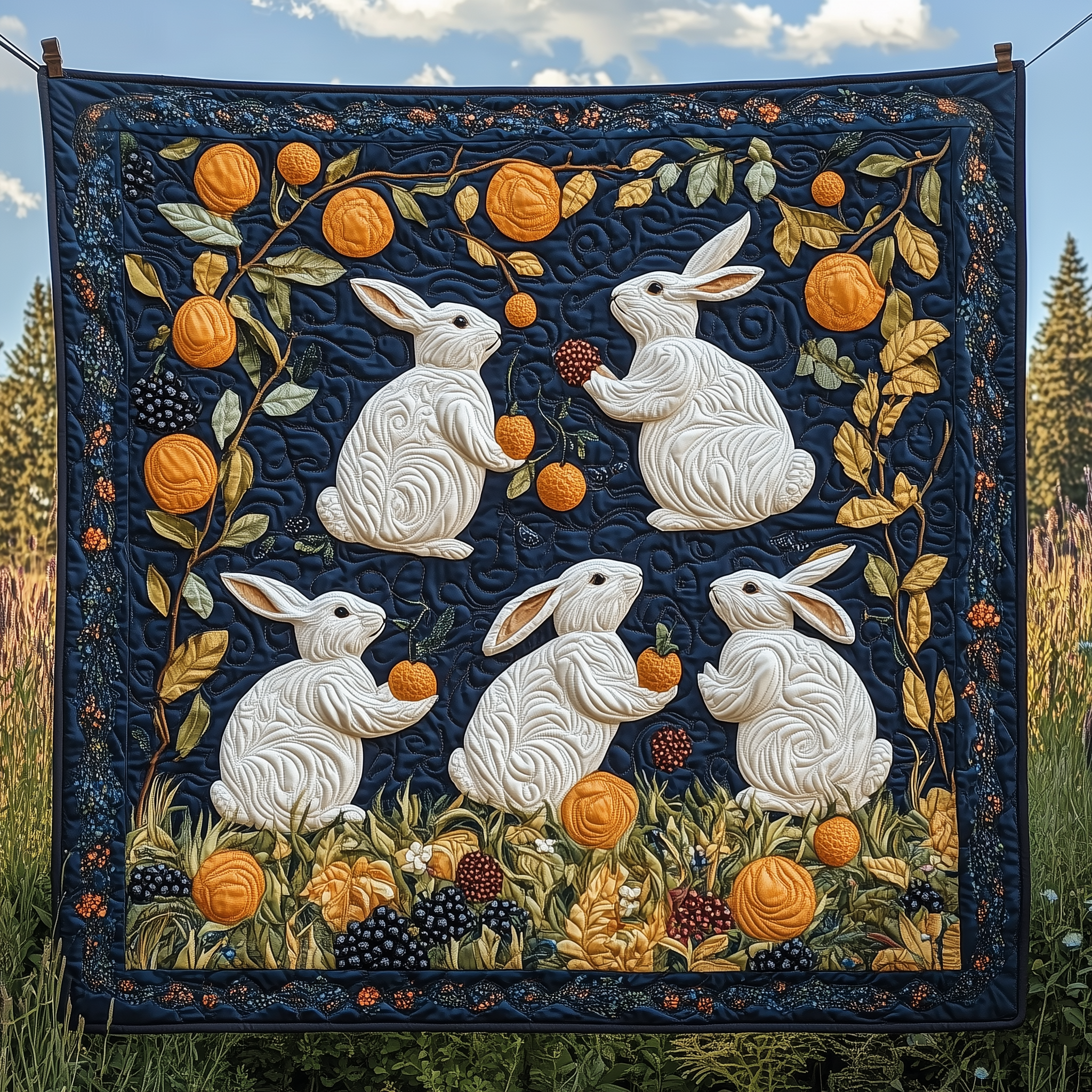 Adorable Rabbit Bunny Gentle Quilted Blanket Xmas Presents For Rabbit Owners