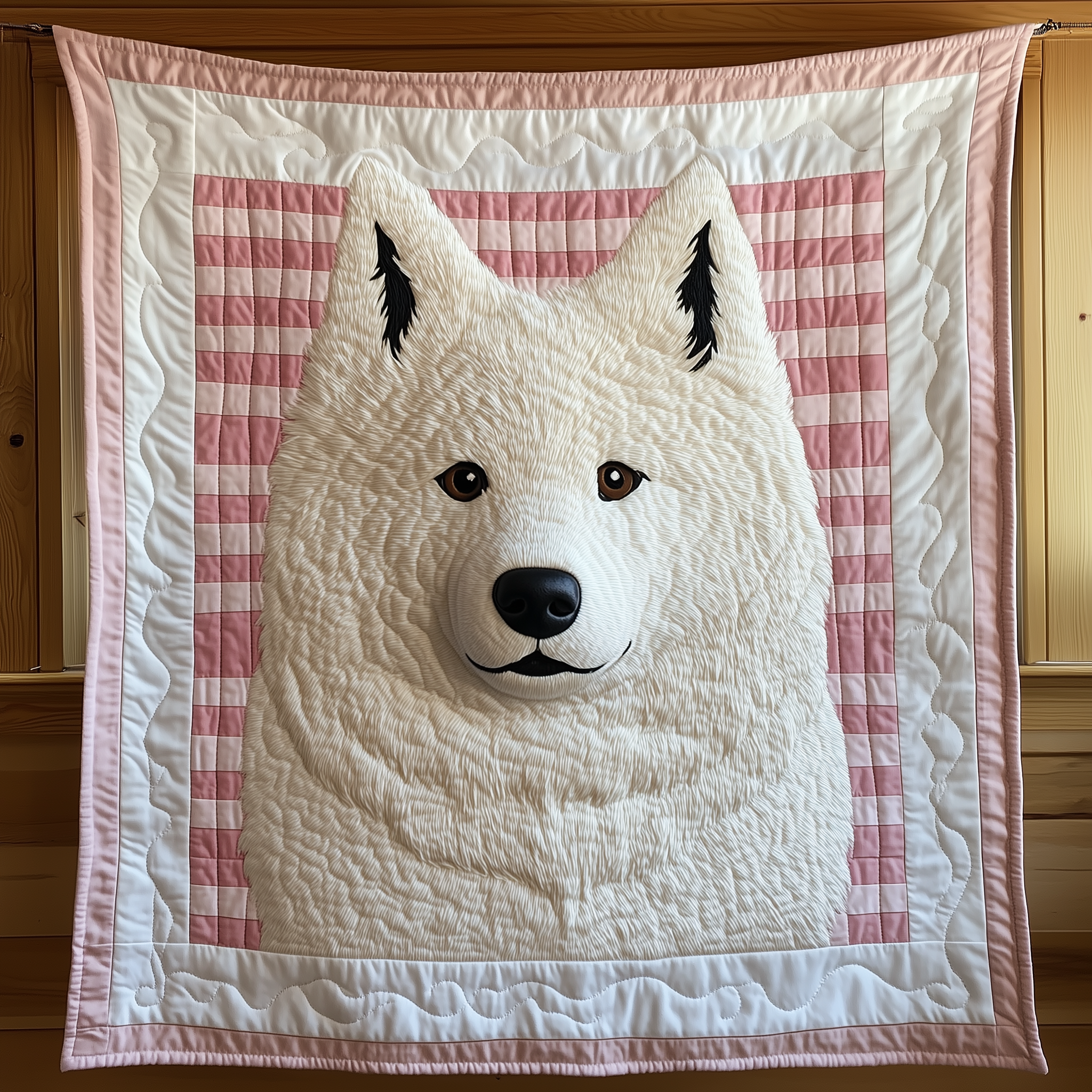 Adorable Samoyed Dog Cute Fluffy Quilted Blanket Samoyed Dog Themed Gifts