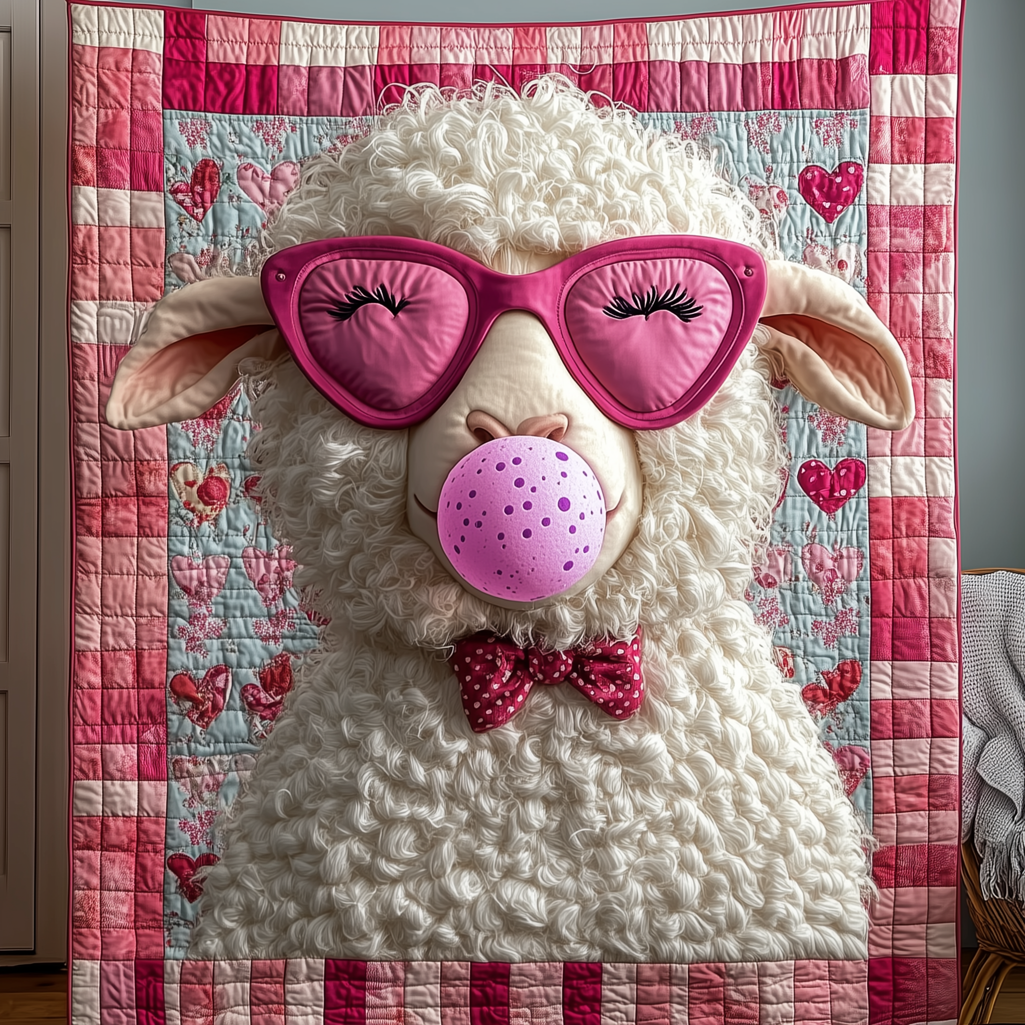 Adorable Sheep Farm Animal Motif Quilted Blanket Farmhouse Sheep Novelty Gifts