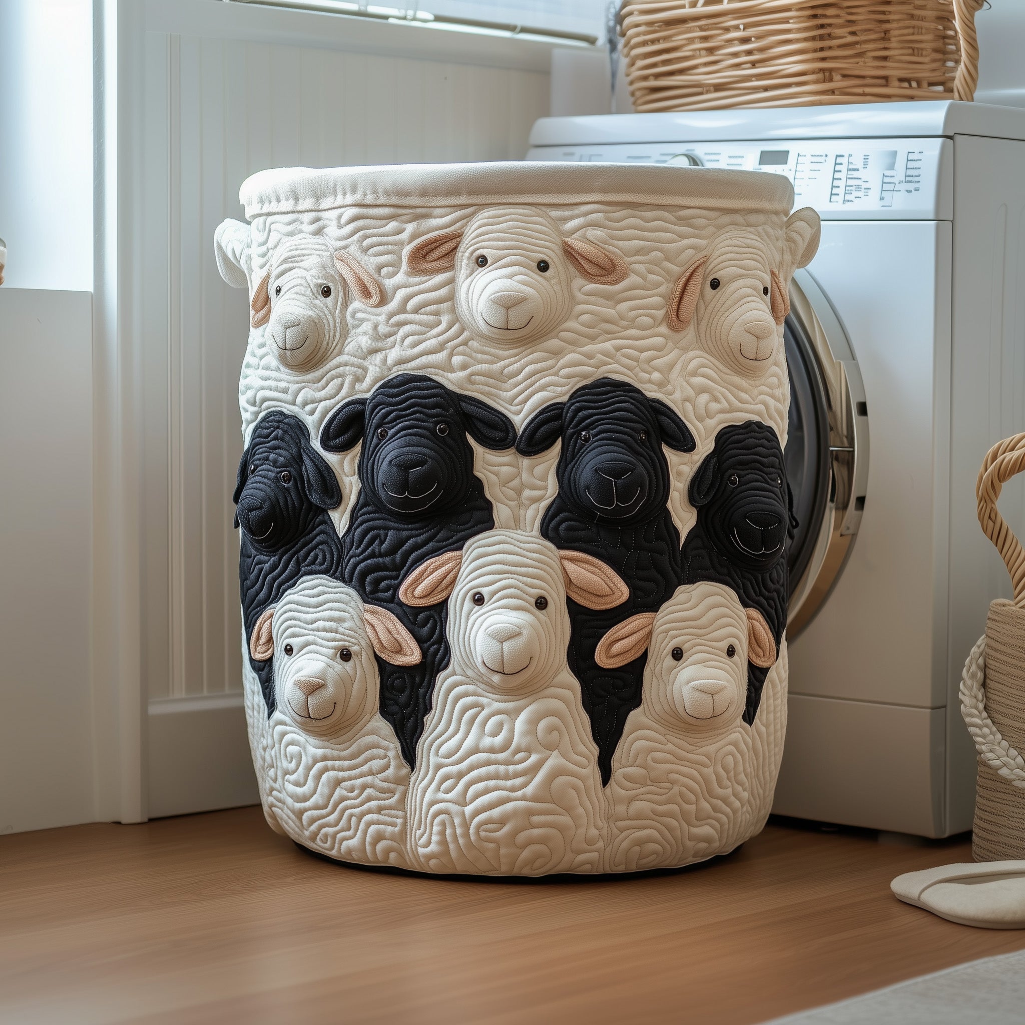 Adorable Sheep Quilted Laundry Basket Summer Merch Vibes