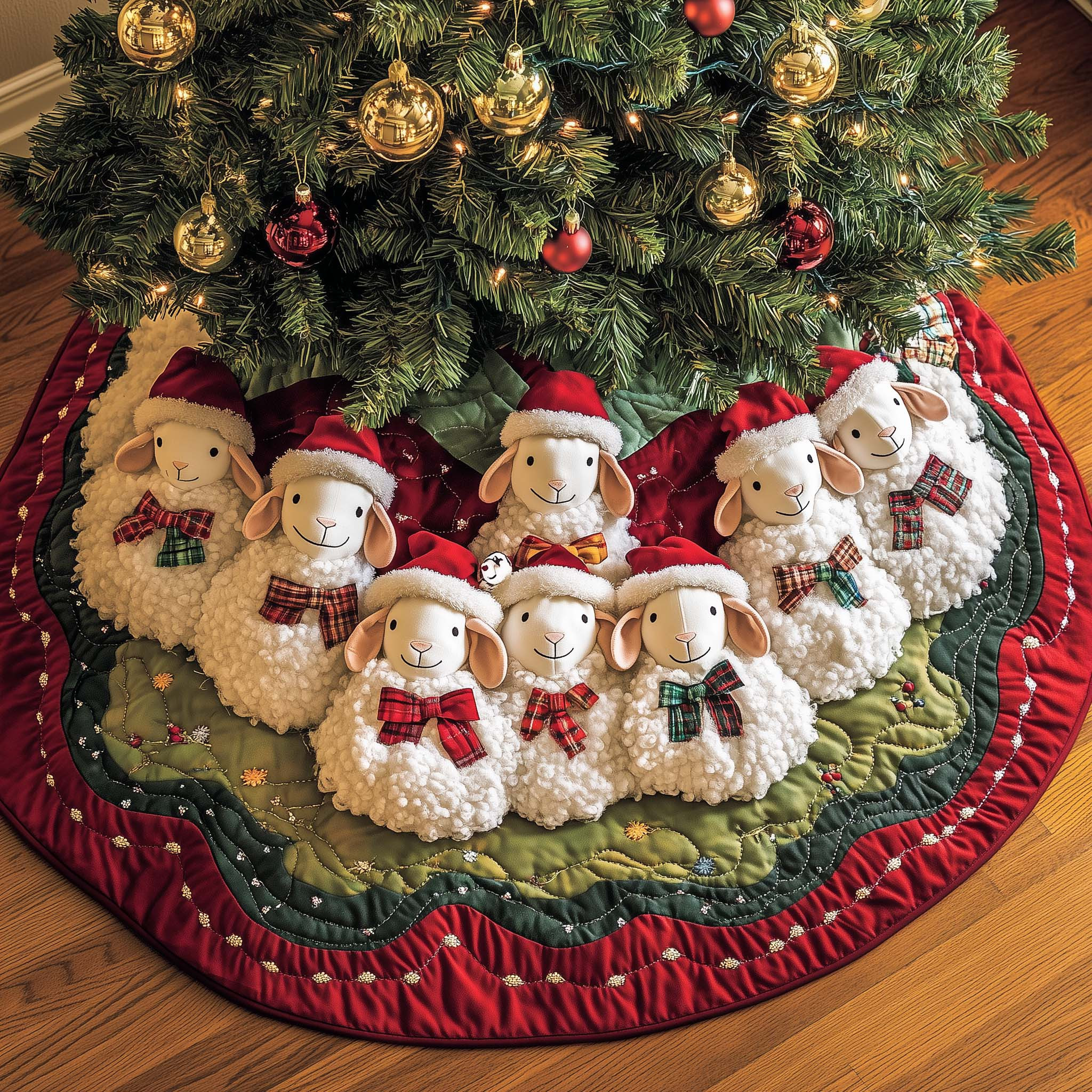 Adorable Sheep Quilted Tree Skirt Christmas Home Decor Christmas Tree Skirt Xmas Gift Ideas