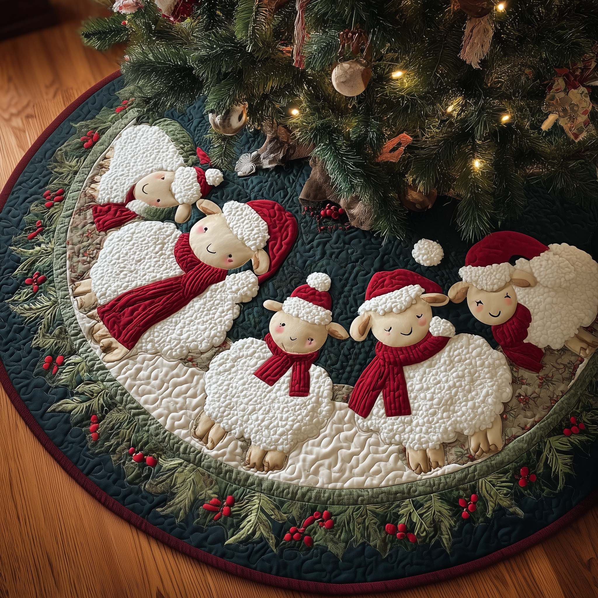 Adorable Sheep Quilted Tree Skirt Christmas Tree Skirt Unique Christmas Gift Ideas