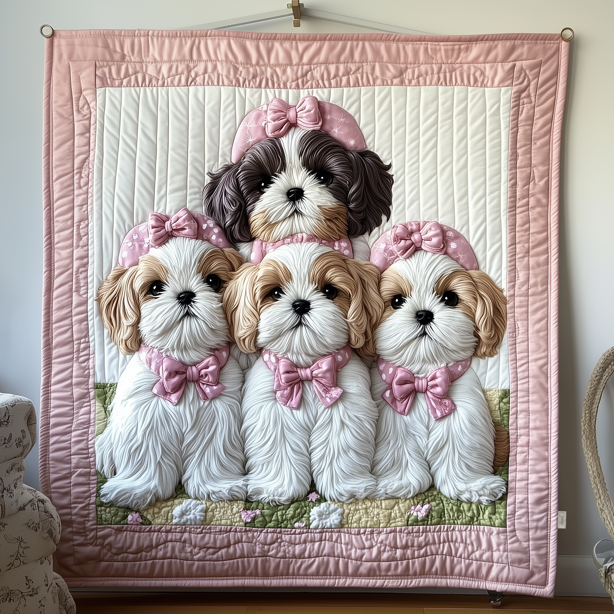 Adorable Shih Tzu Cute Brown Quilted Blanket Cute Shih Tzu Owner Xmas Gifts