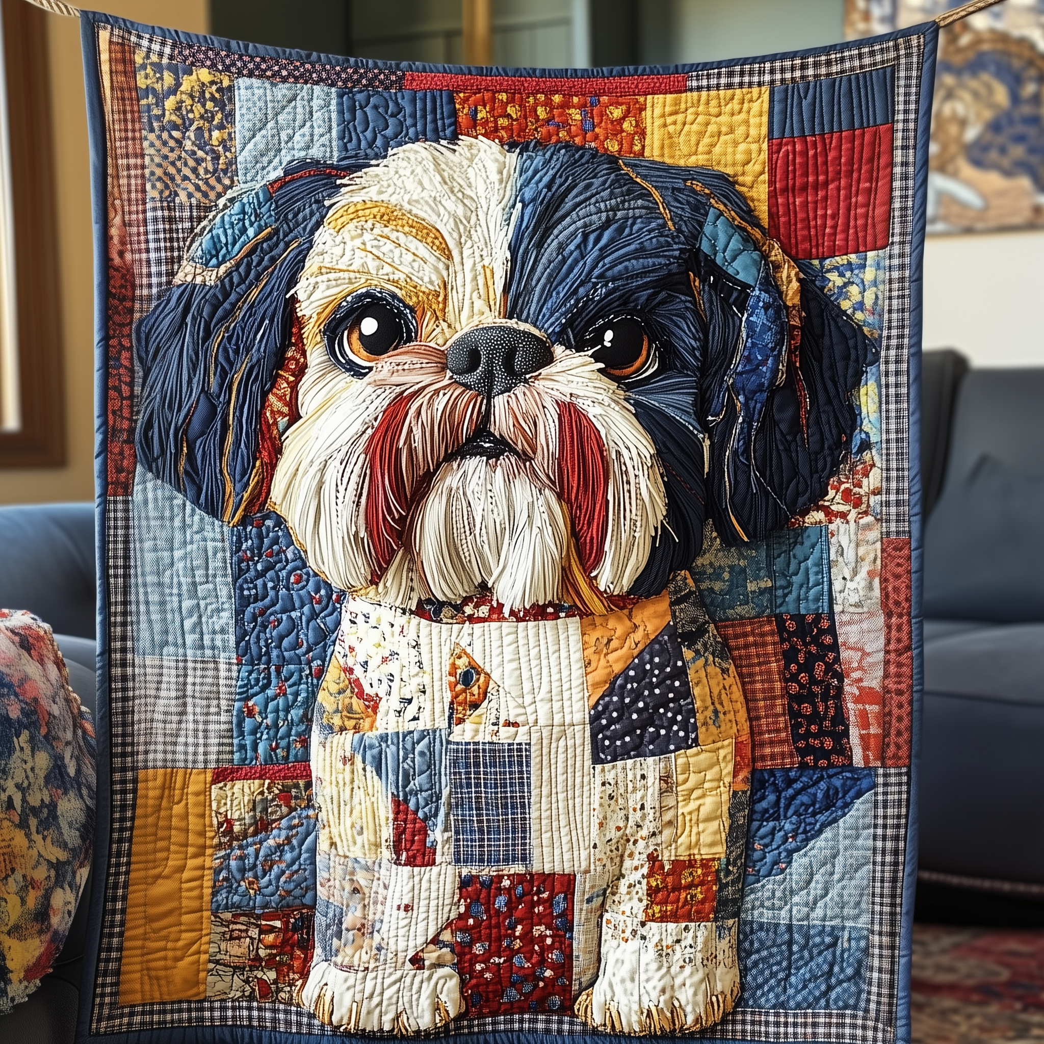 Adorable Shih Tzu Dog Playful Quilted Blanket Christmas Shih Tzu Gifts For Dog Lovers