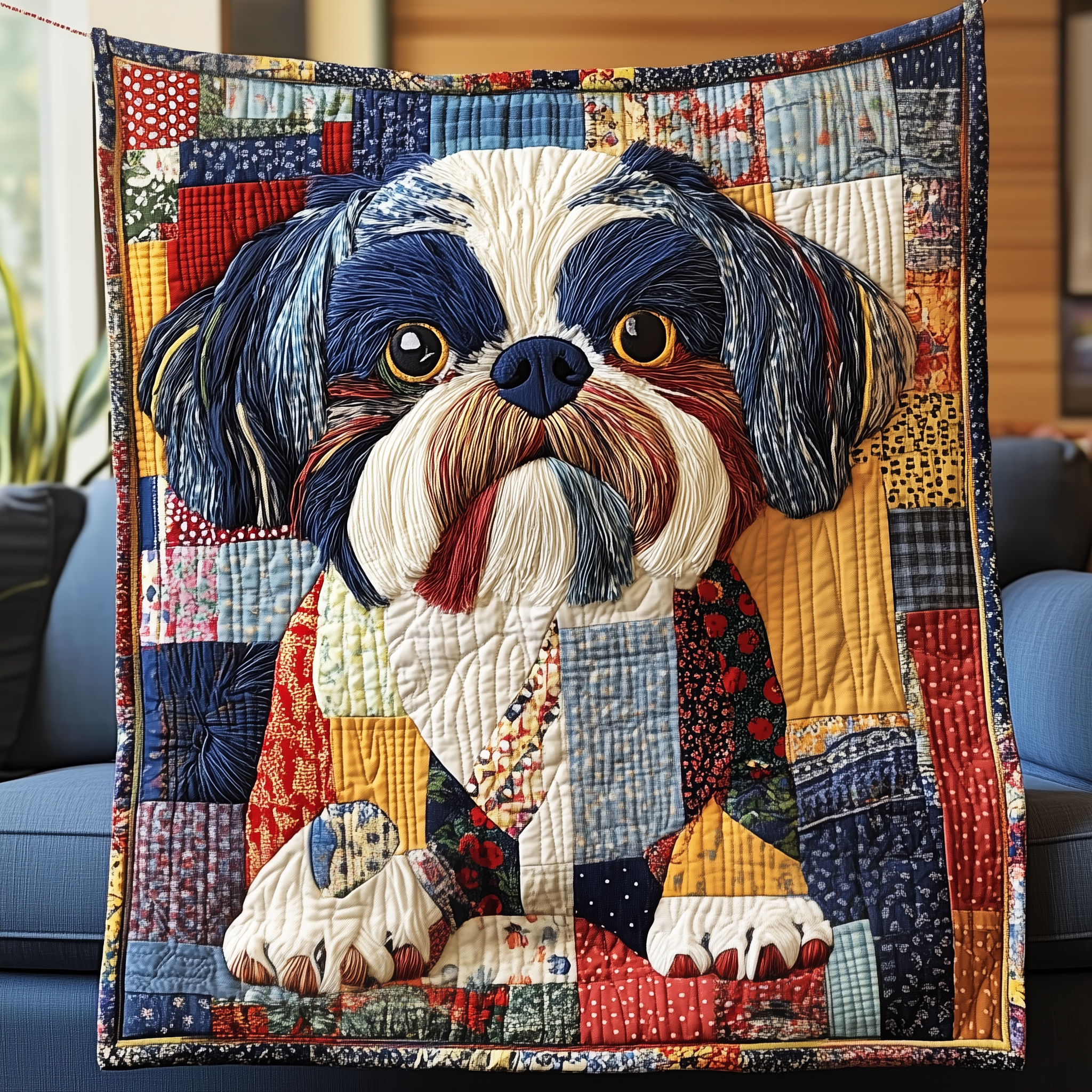 Adorable Shih Tzu Dog Playful Quilted Blanket Xmas Shih Tzu Gifts For Dog Lovers