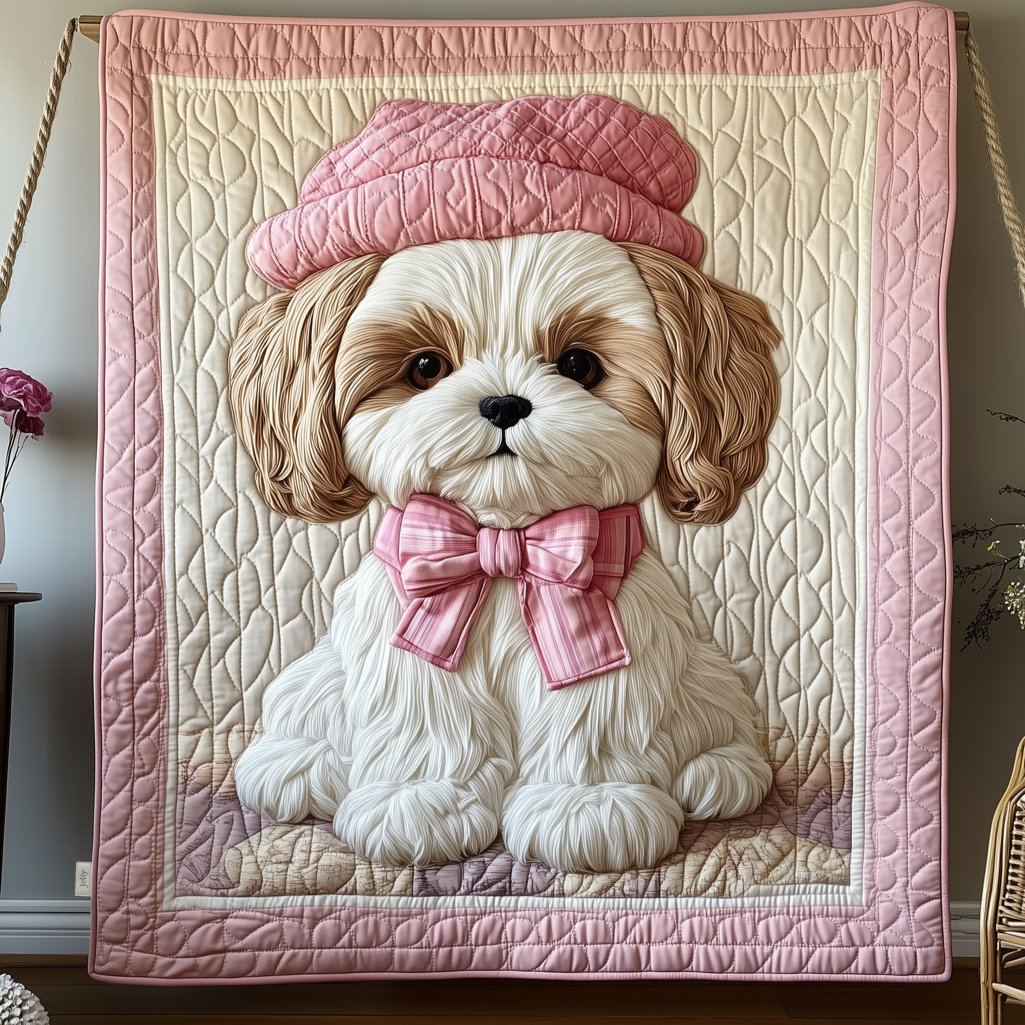 Adorable Shih Tzu Dog Retro Quilted Blanket Cute Shih Tzu Owner Gifts For Lovers