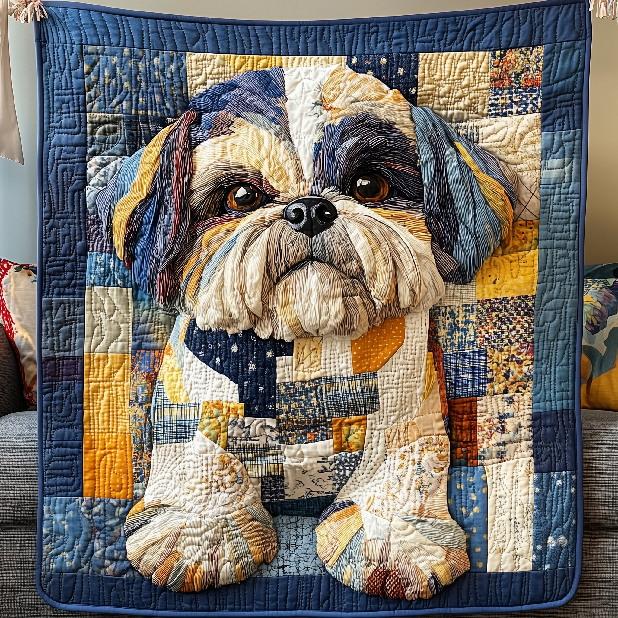Adorable Shih Tzu Dog Tiny Quilted Blanket Shih Tzu Owner Gifts For Christmas