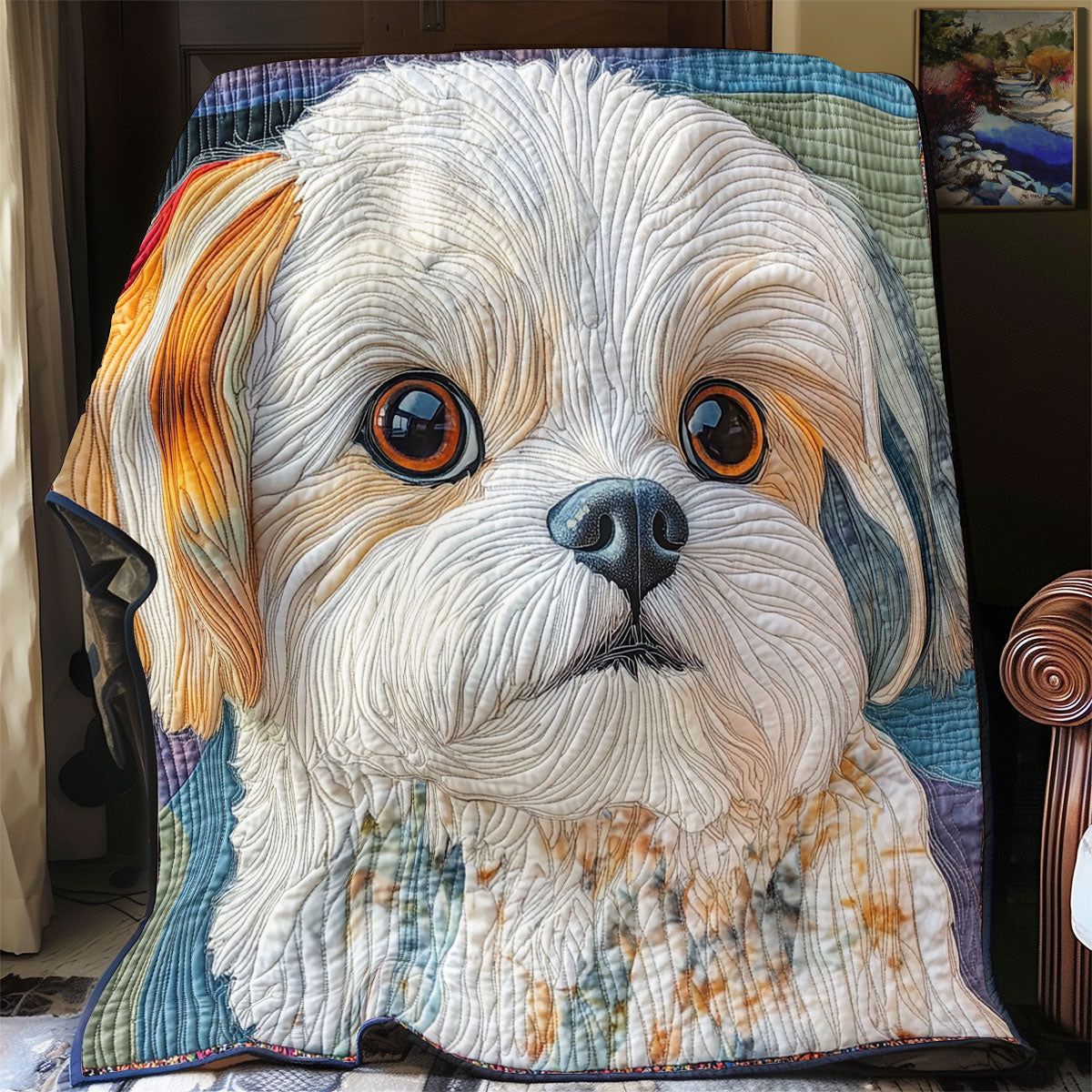 Adorable Shih Tzu Quilt Blanket Fluffy Throw Blanket Cute Gifts For Dog Lovers