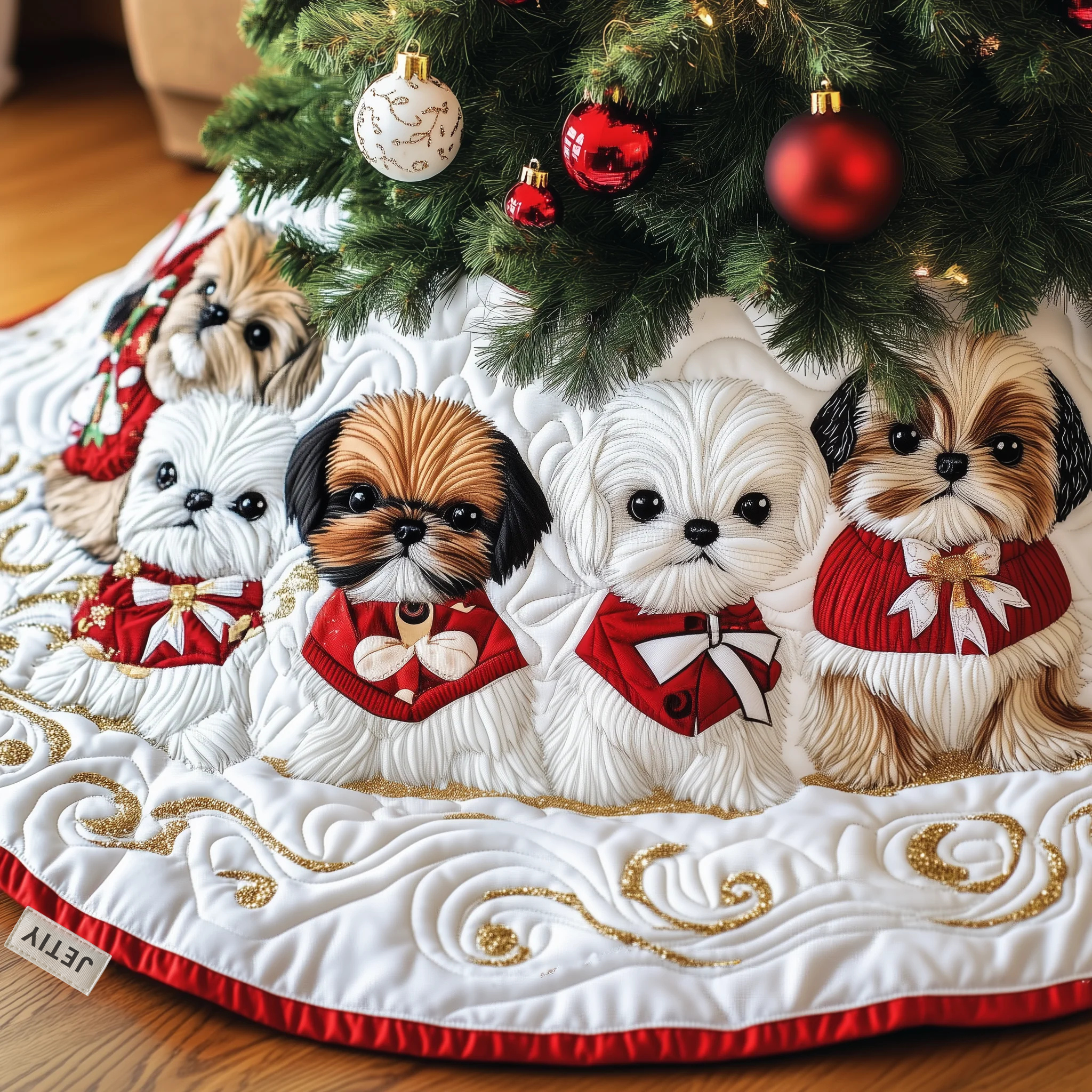 Adorable Shih Tzu Quilted Tree Skirt Graduation Merch Gift