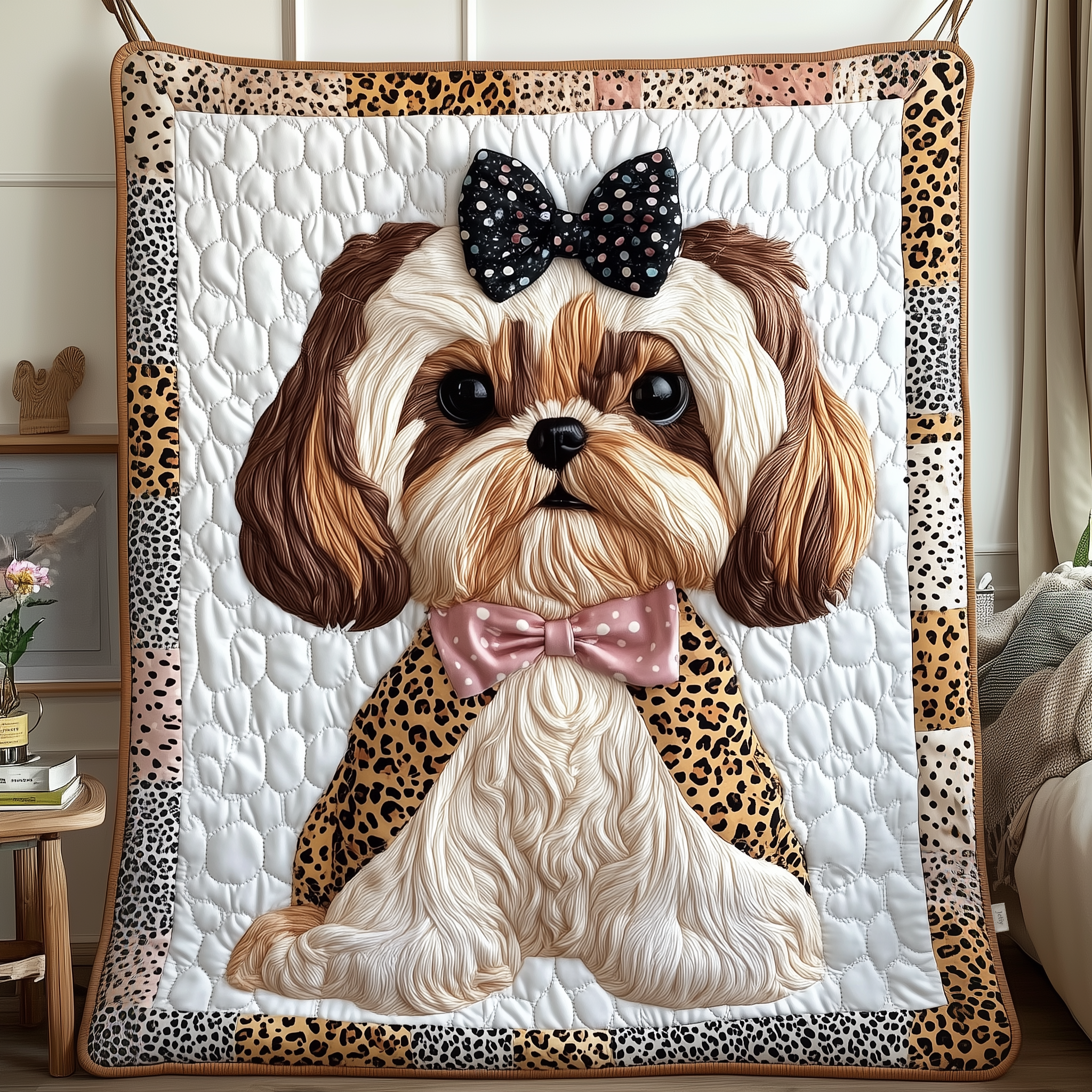 Adorable Shih Tzu Tiny Puppy Quilted Blanket Cute Shih Tzu Themed Xmas Gifts