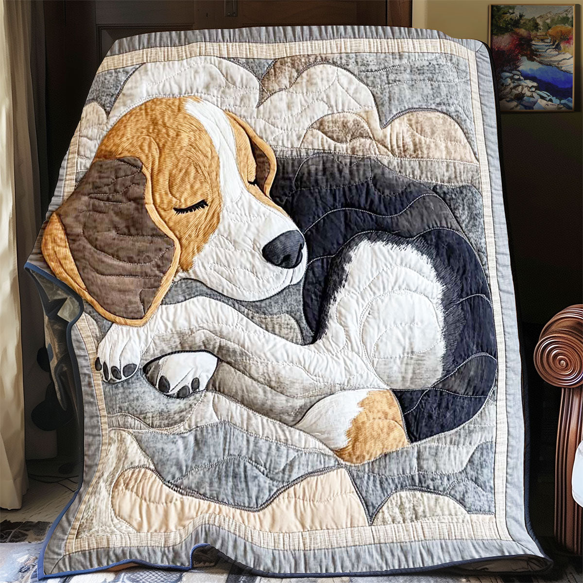 Adorable Sleeping Beagle Quilt Blanket Winter Blanket Holiday Gifts For Employees