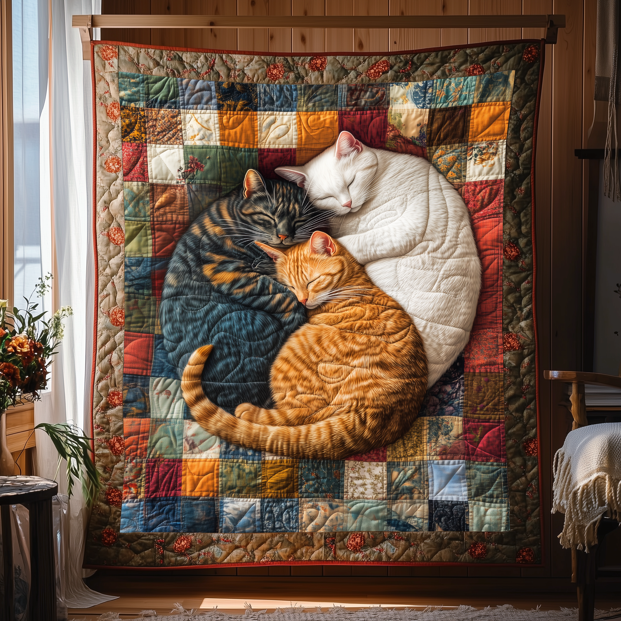 Adorable Sleeping Cat Fluffy Quilted Blanket Cute Cat Gifts For Christmas