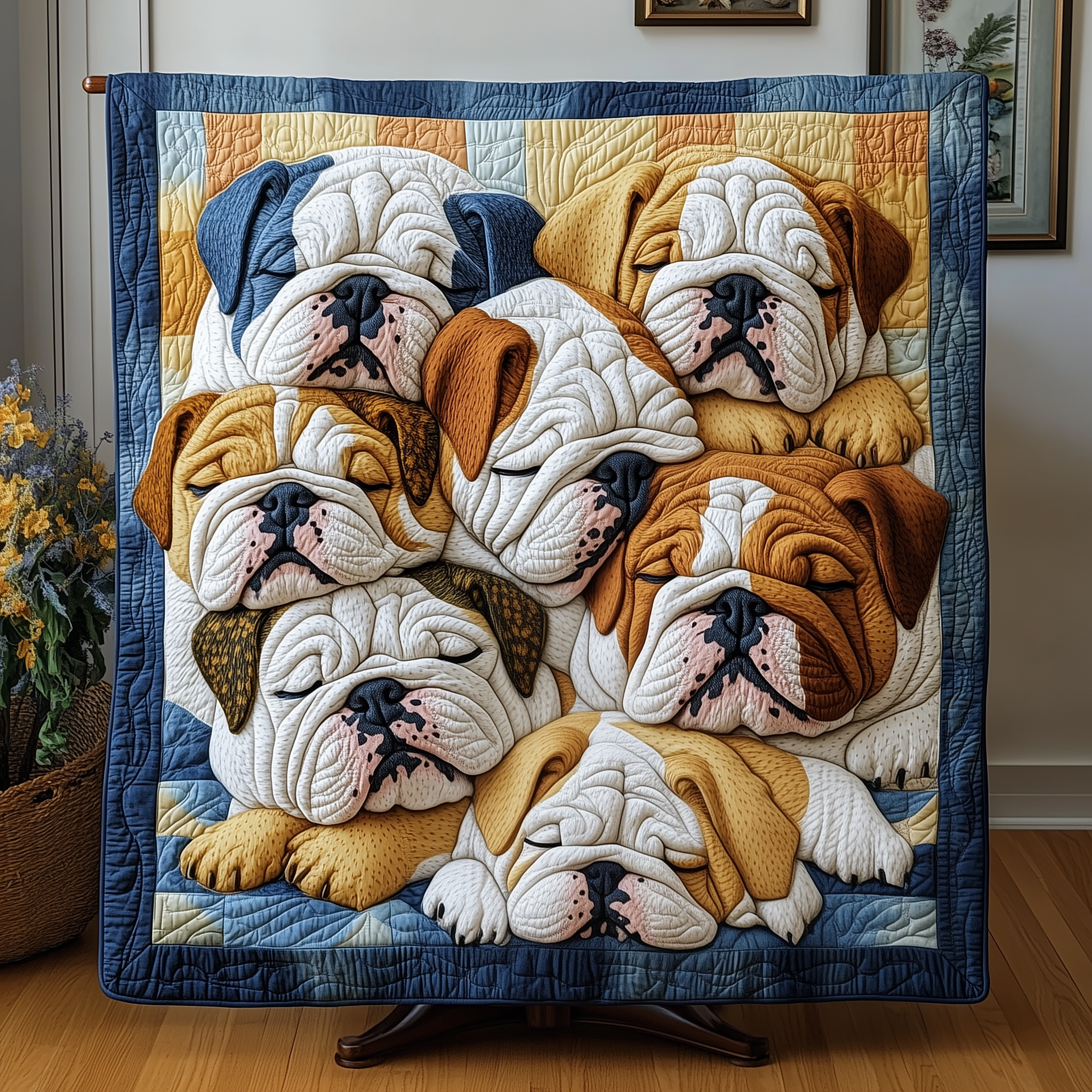 Adorable Sleepy Bulldogs Classic Quilted Blanket Best French Bulldog Gifts