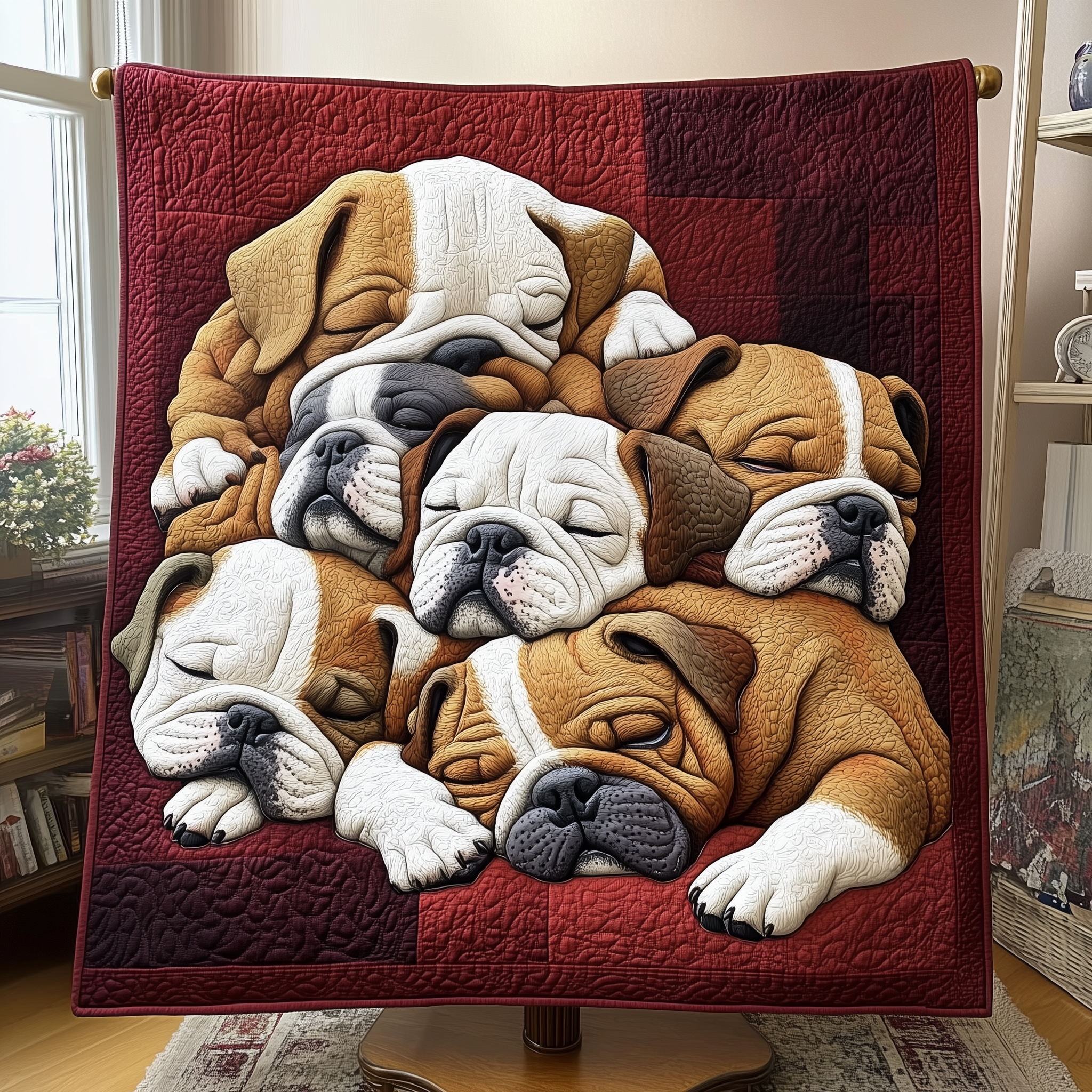 Adorable Sleepy Bulldogs Cute Dog Quilted Blanket Christmas Presents For Dog Lovers