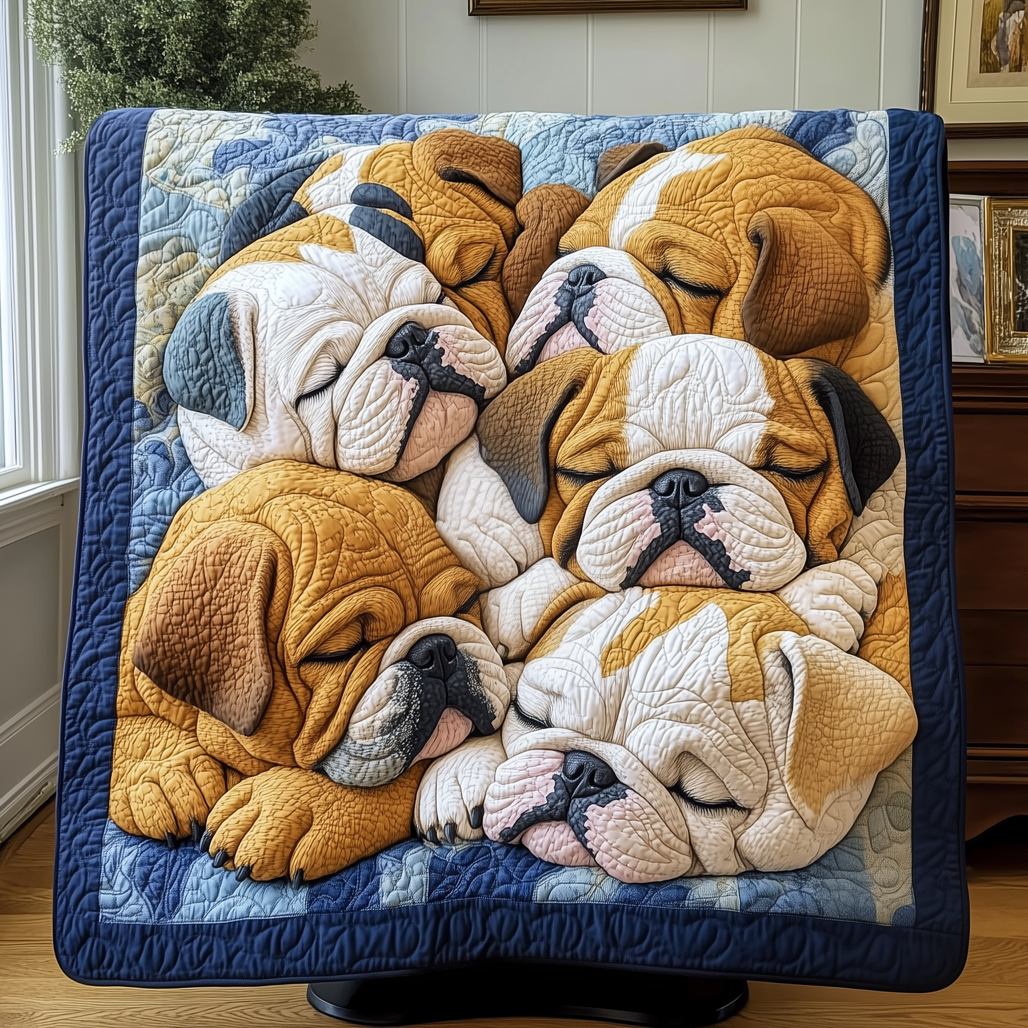 Adorable Sleepy Bulldogs Elegant Quilted Blanket French Bulldog Items Gifts