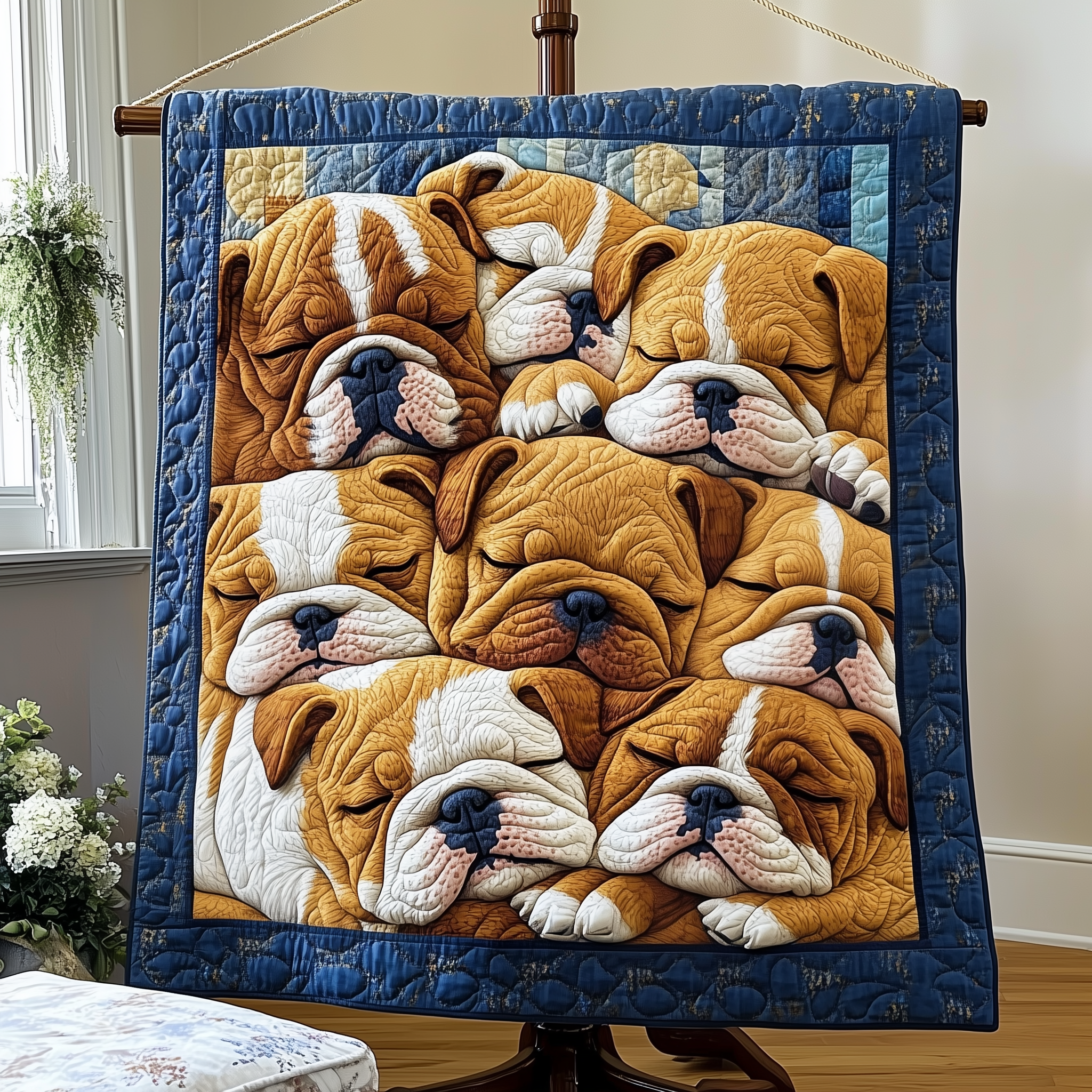 Adorable Sleepy Bulldogs Friendly Quilted Blanket French Bulldog Dad Gifts For Xmas