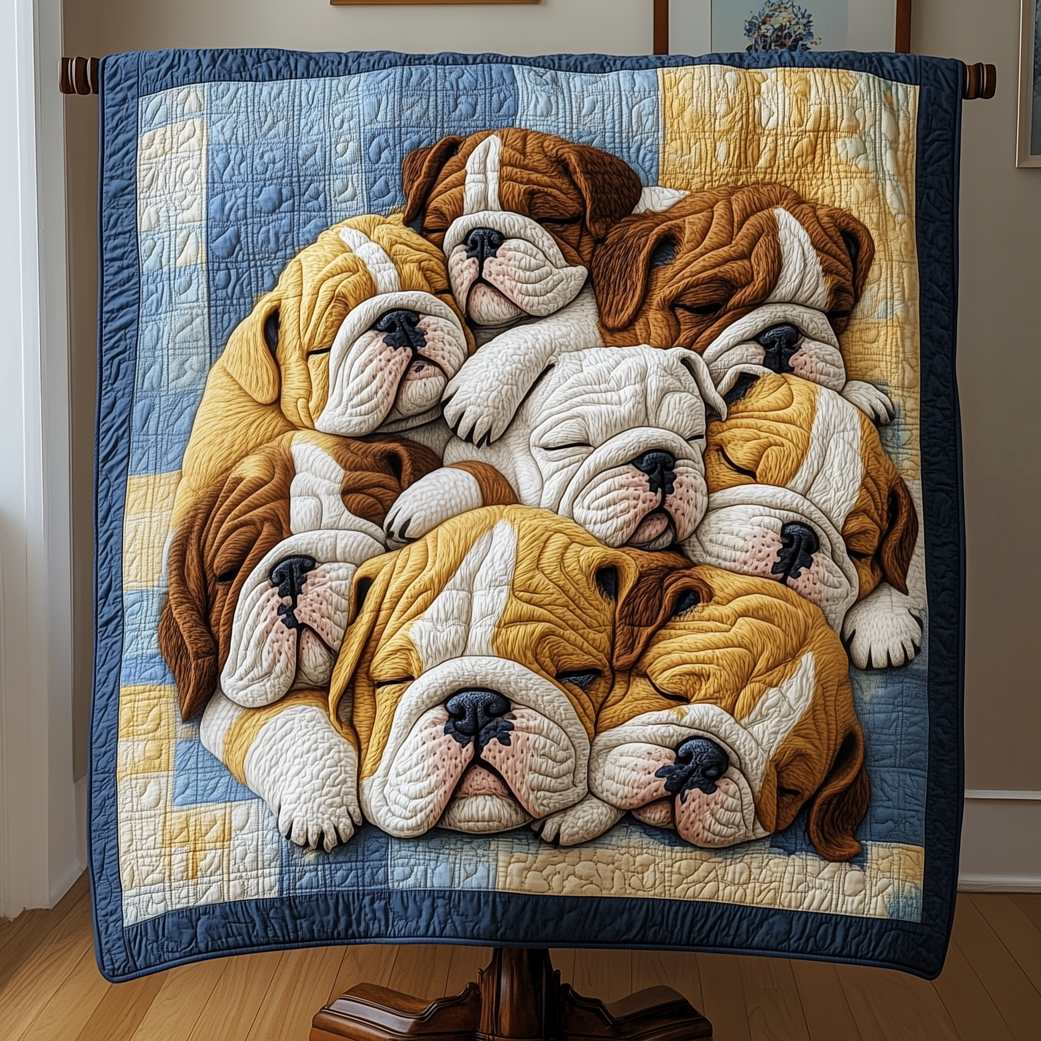 Adorable Sleepy Bulldogs Stylish Quilted Blanket French Bulldog Christmas Gifts